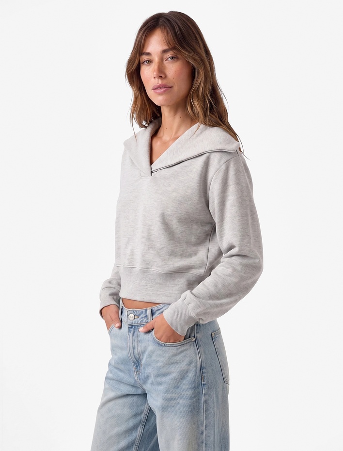  Regular Fit Modal Kumaş Uzun Kollu Devrik Yaka Basic Sweatshirt