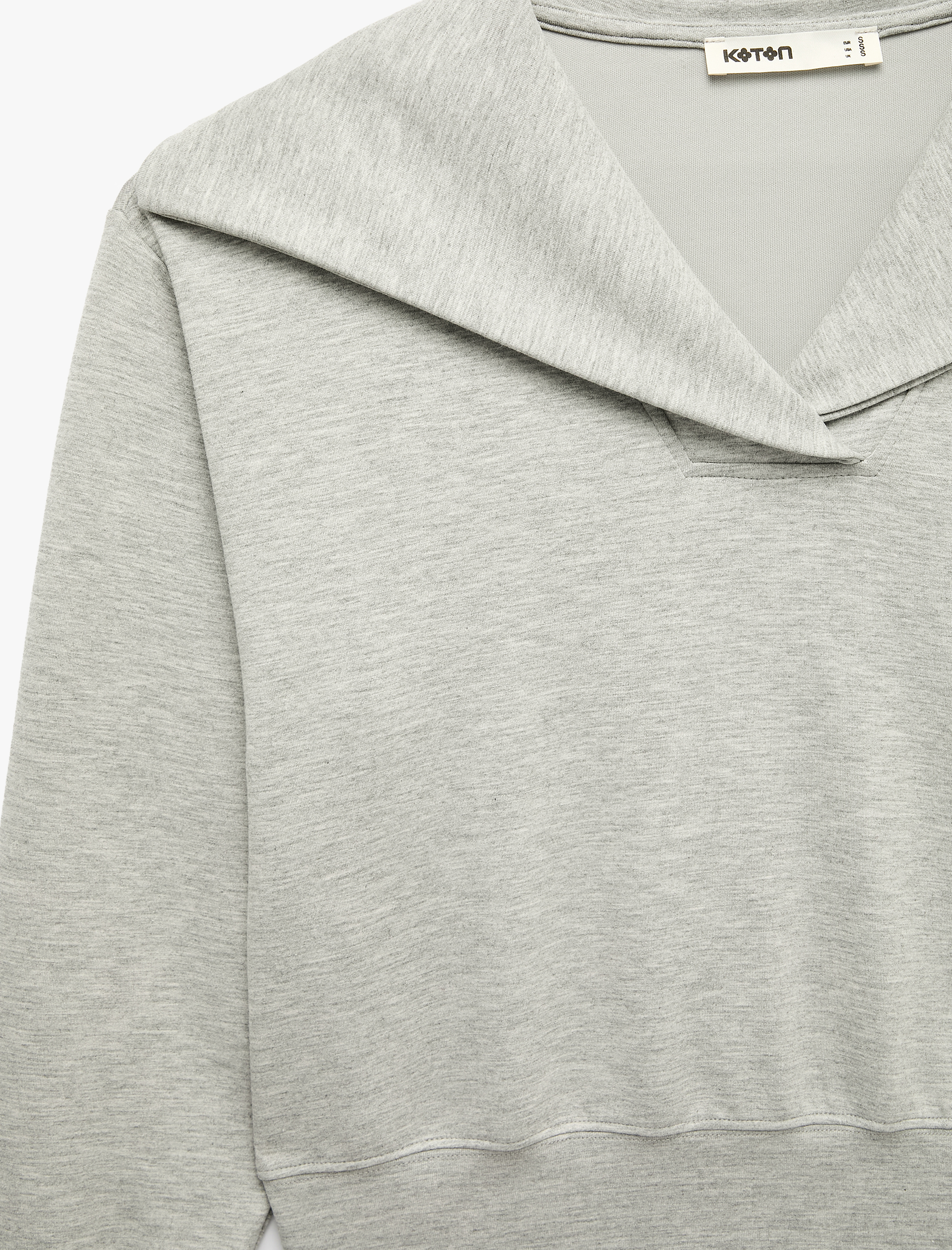   Regular Fit Modal Kumaş Uzun Kollu Devrik Yaka Basic Sweatshirt