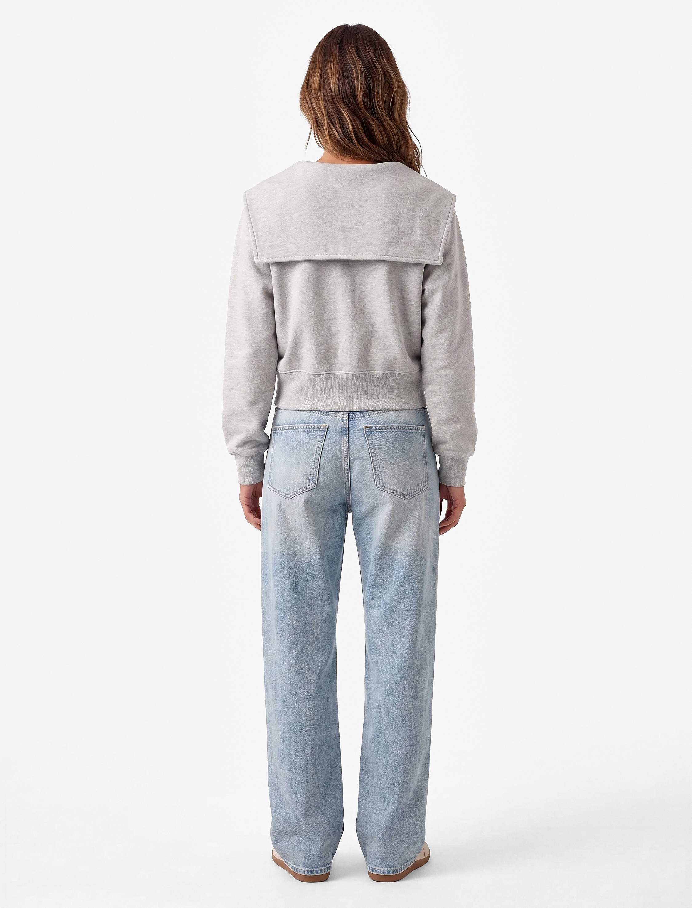   Regular Fit Modal Kumaş Uzun Kollu Devrik Yaka Basic Sweatshirt