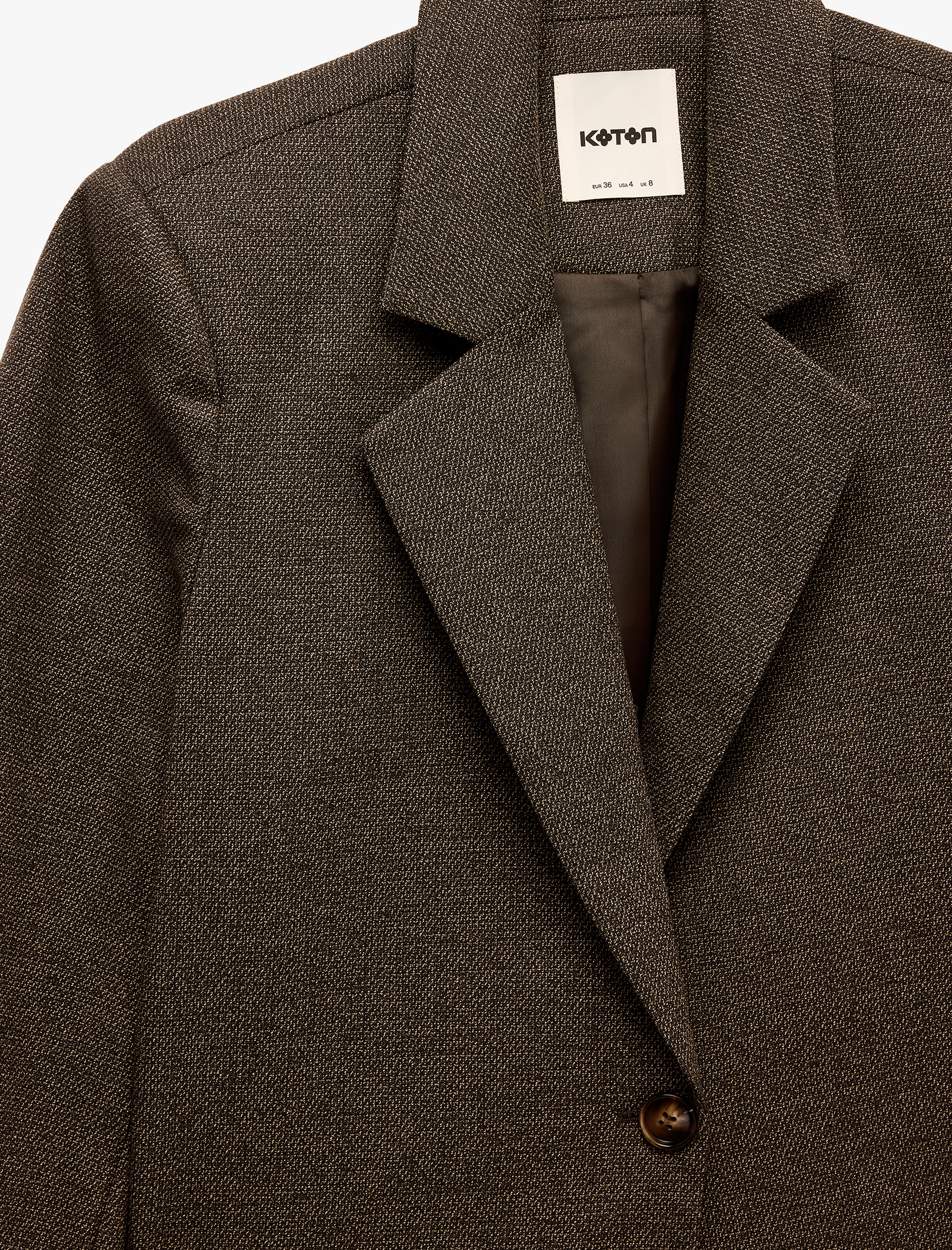   Regular Fit Flanel Kumaş Uzun Kollu Tek Düğmeli Crop Blazer Ceket