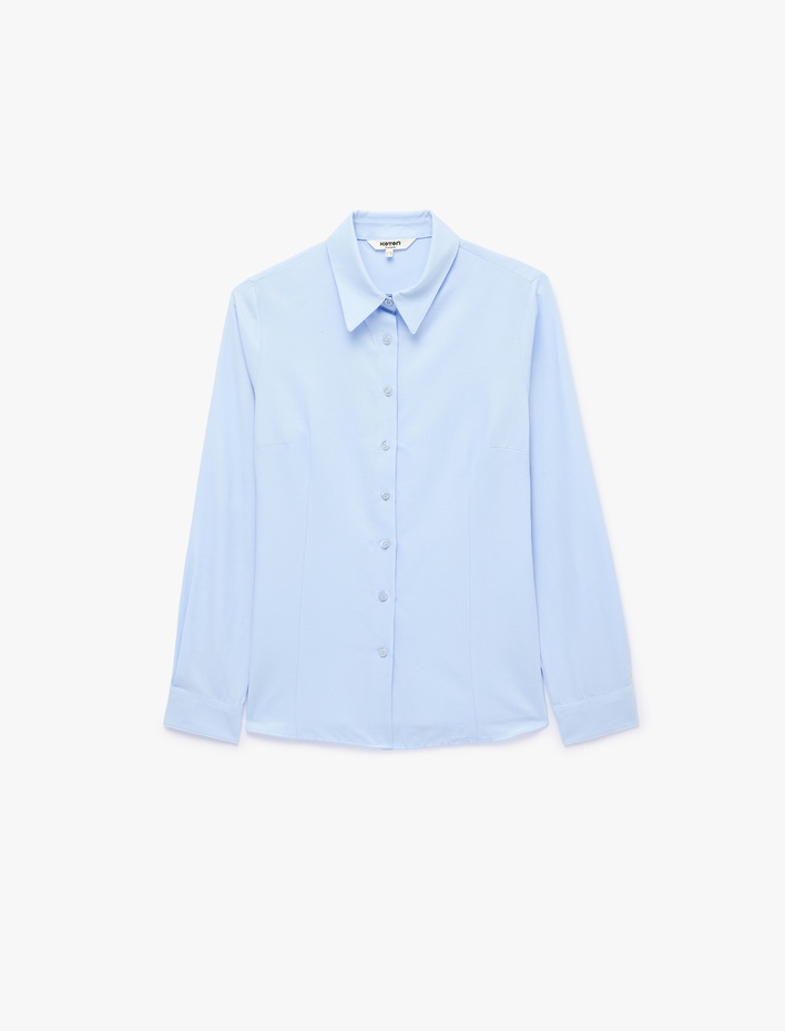  Klasik Yaka Düğmeli Regular Fit Basic Uzun Kollu Poplin Gömlek