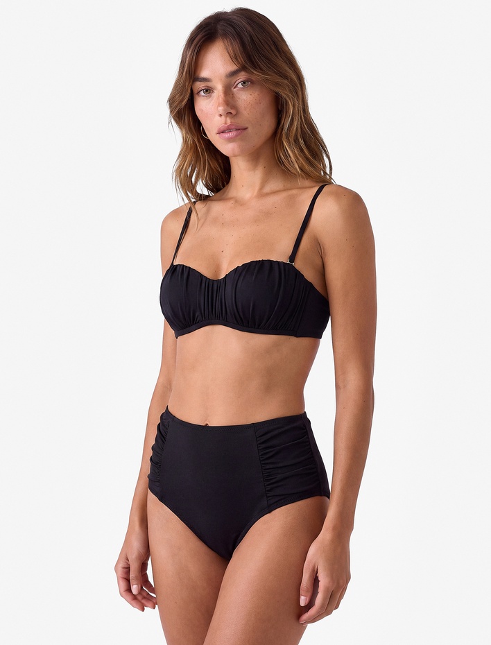  Drape Detaylı Yüksek Bel Bikini Altı