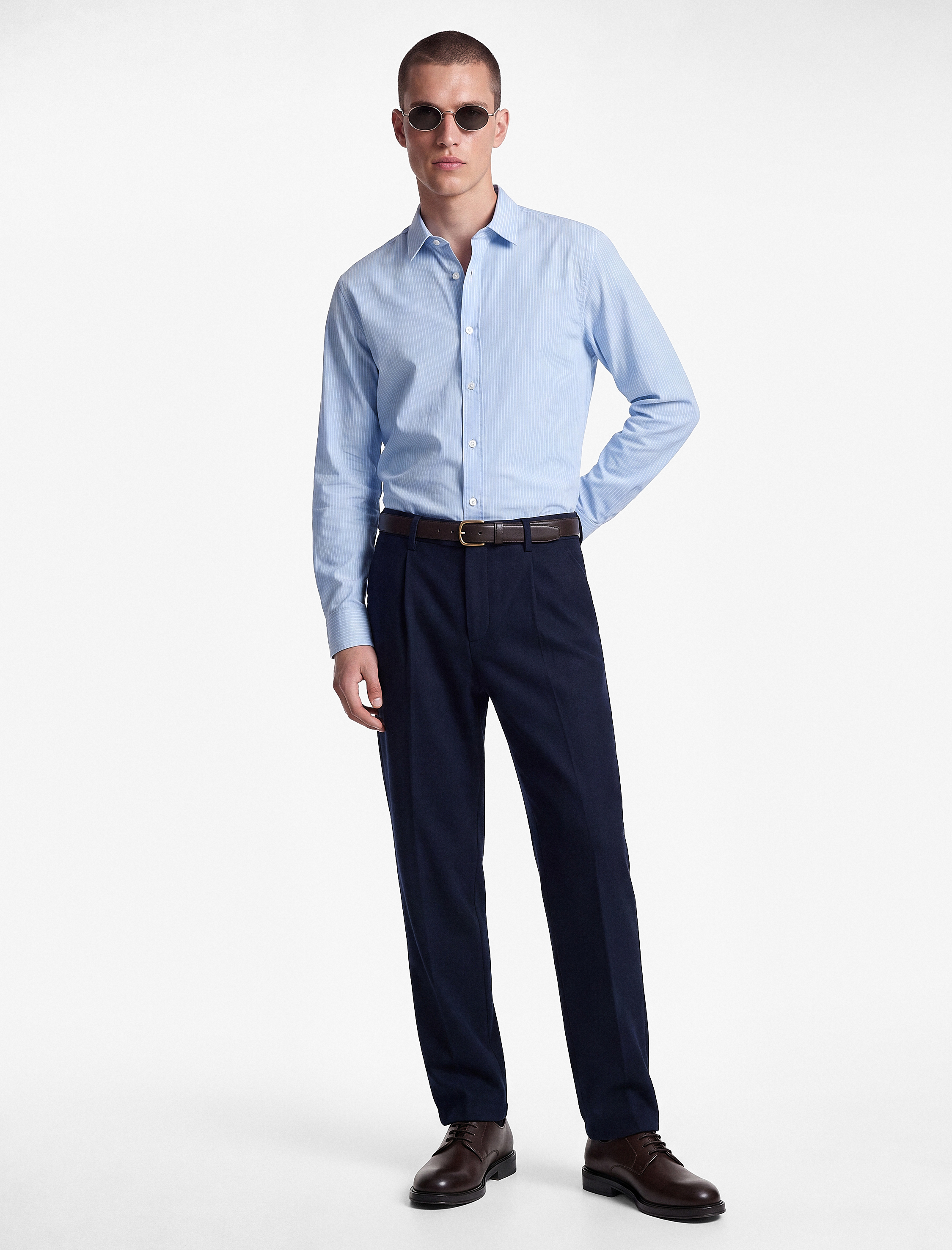   Regular Fit Pamuklu Poplin Klasik Yaka Uzun Kollu Gömlek