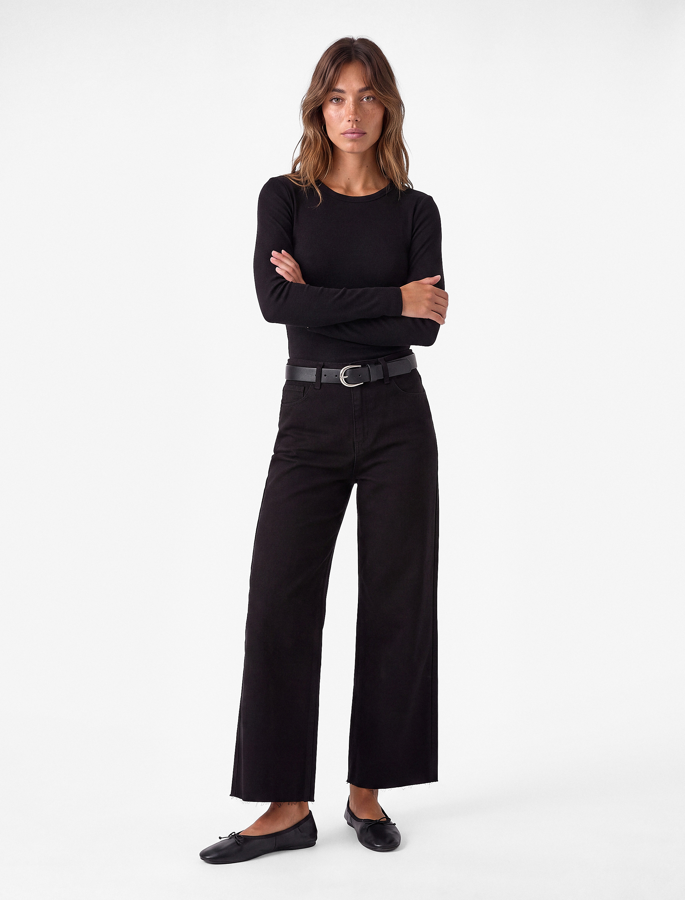   Slim Fit Uzun Kollu Bisiklet Yaka Viskon Tişört