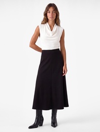 Regular Fit A Kesim Cep Detaylı Midi Etek