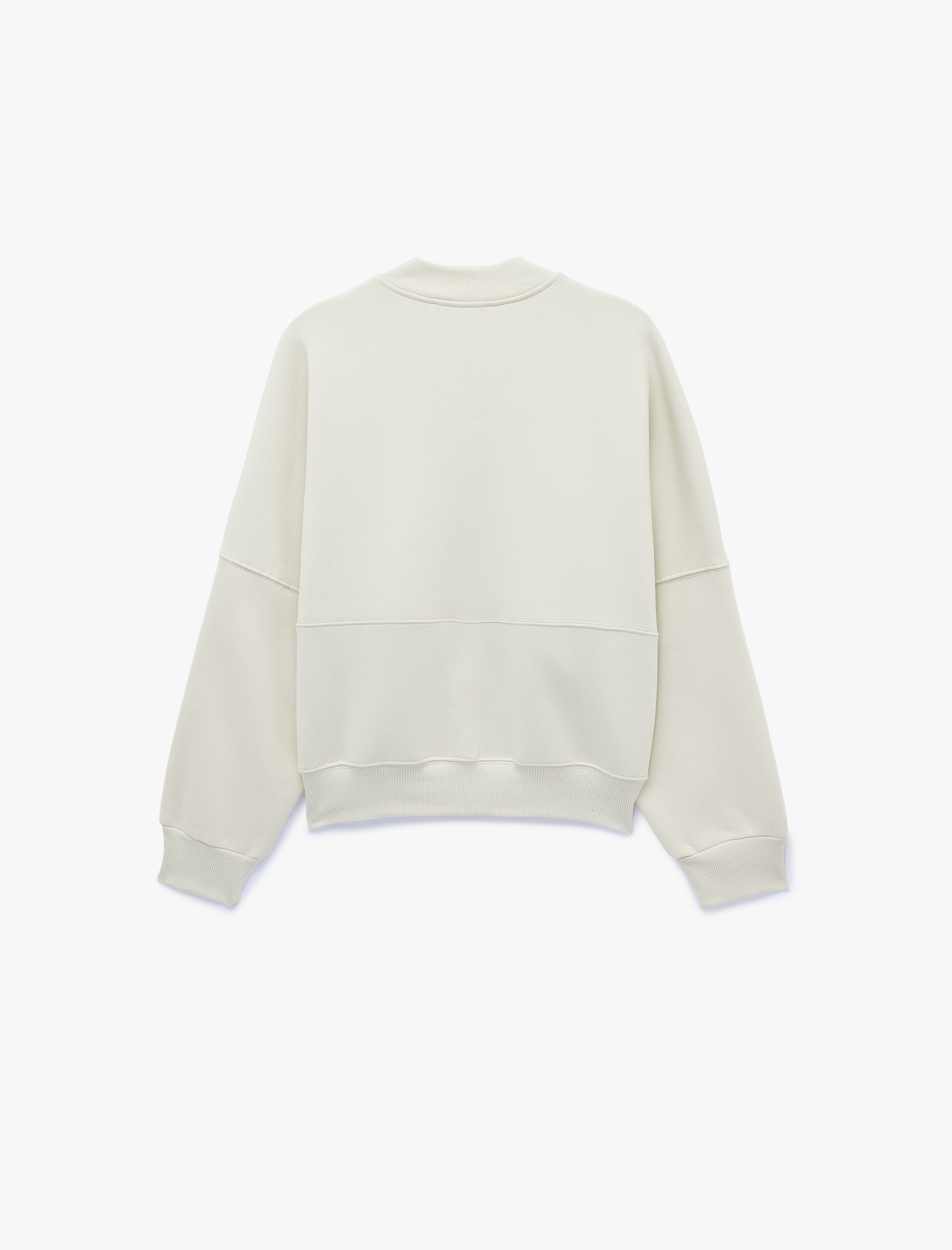   Rahat Kalıp Şardonlu Bomber Yaka Nervürlü Uzun Kollu Fermuarlı Sweatshirt