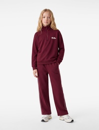 Baskılı Viskon Karışımlı Uzun Kollu Fermuarlı Yaka Sweatshirt