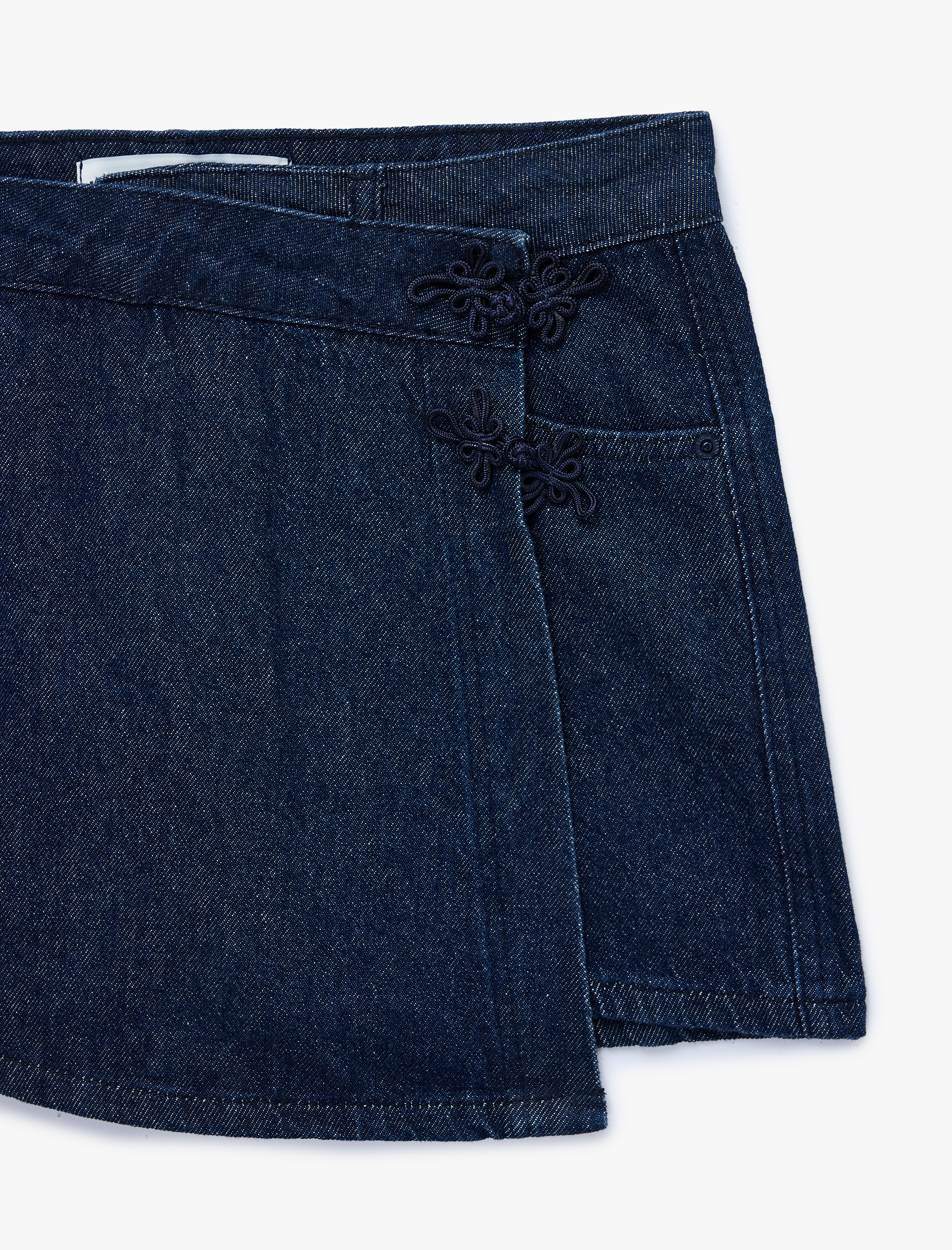 Koton Pamuklu Rahat Kalıp Cepli Denim Şort Etek görsel 3