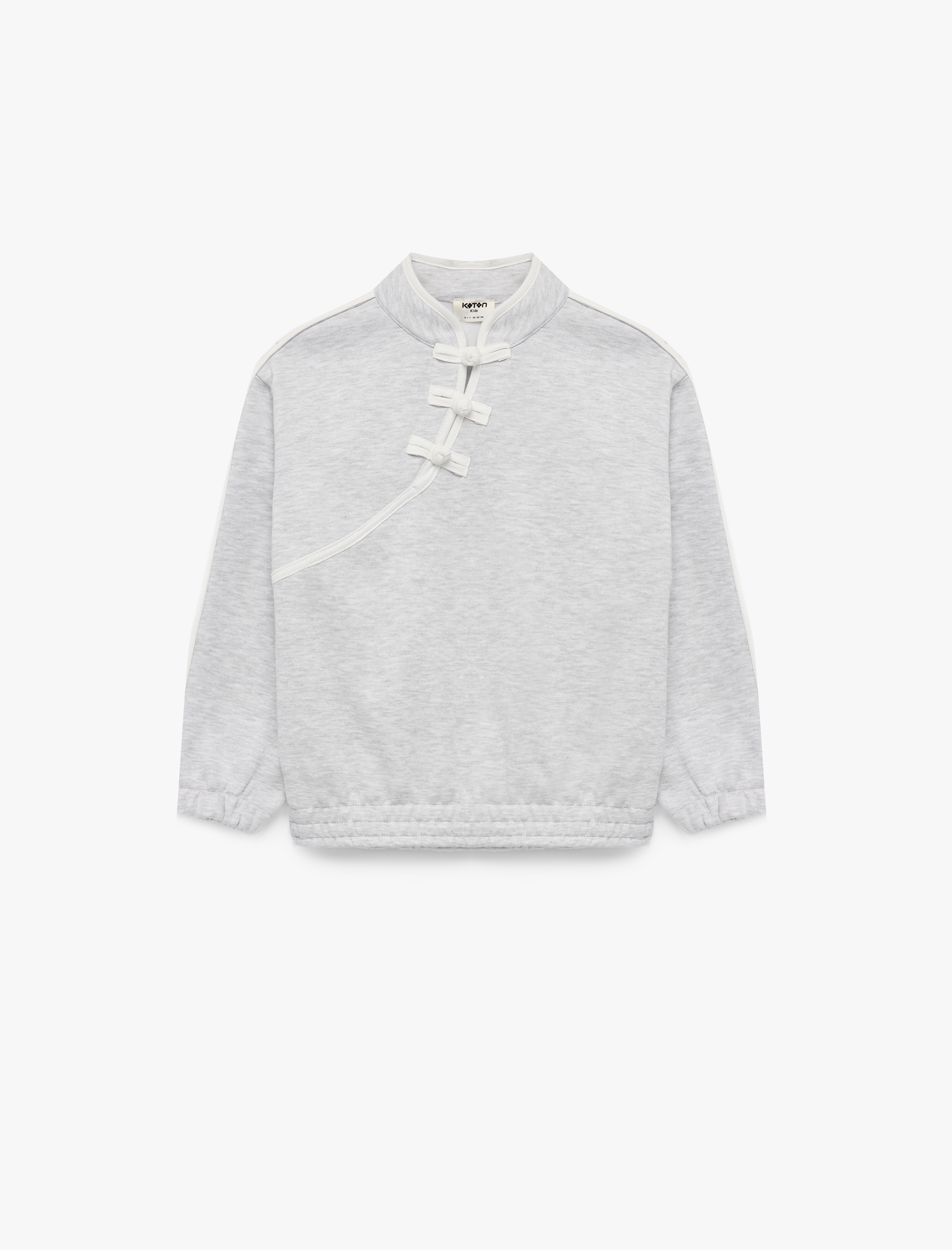  Kız Çocuk Düğmeli Şardonlu Uzun Kollu Hakim Yaka Sweatshirt