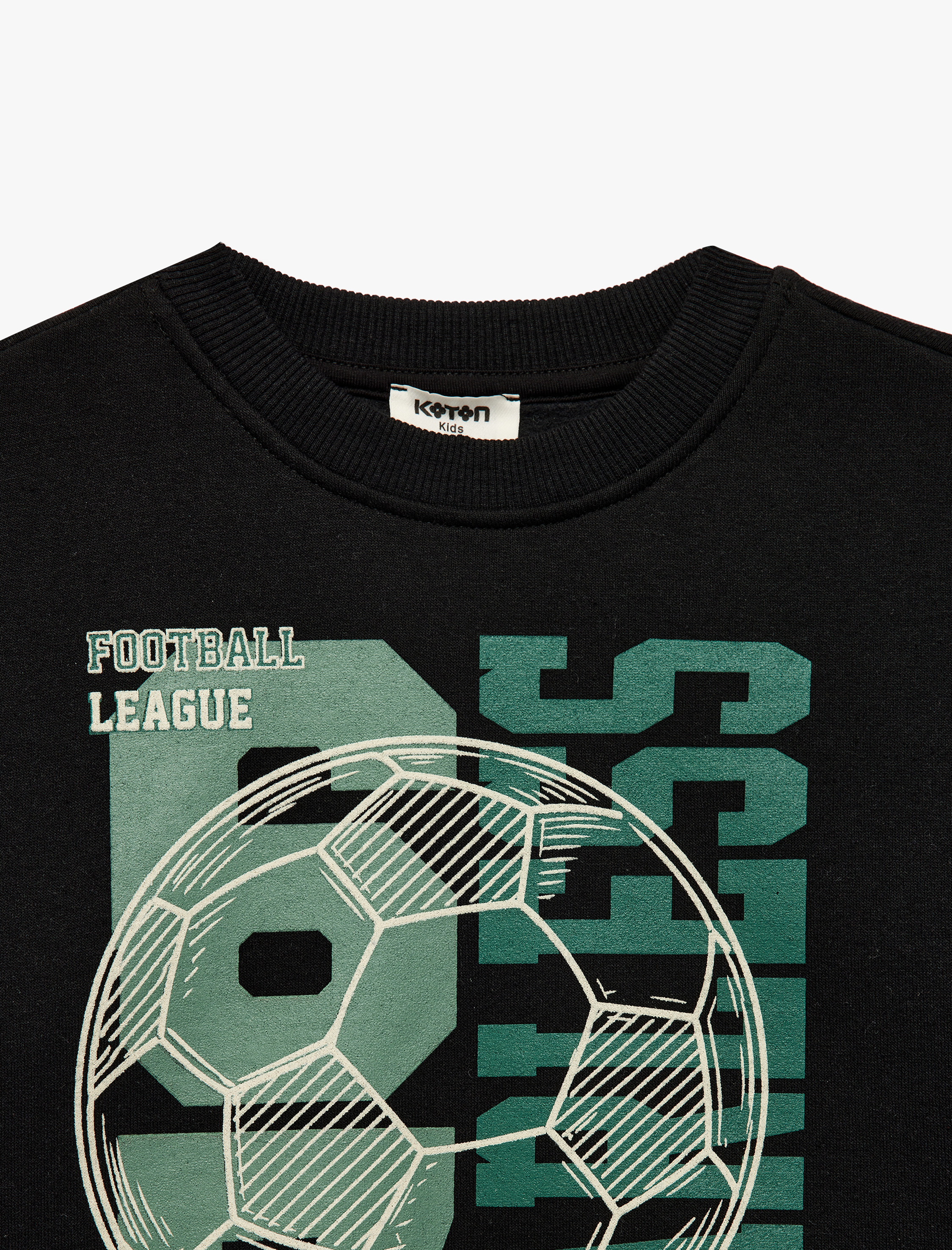  Erkek Çocuk Futbol Temalı Baskılı Şardonlu Bisiklet Yaka Uzun Kollu Sweatshirt