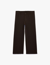 Normal Bel Yan Cepli Düğmeli Straight Fit Kumaş Pantolon