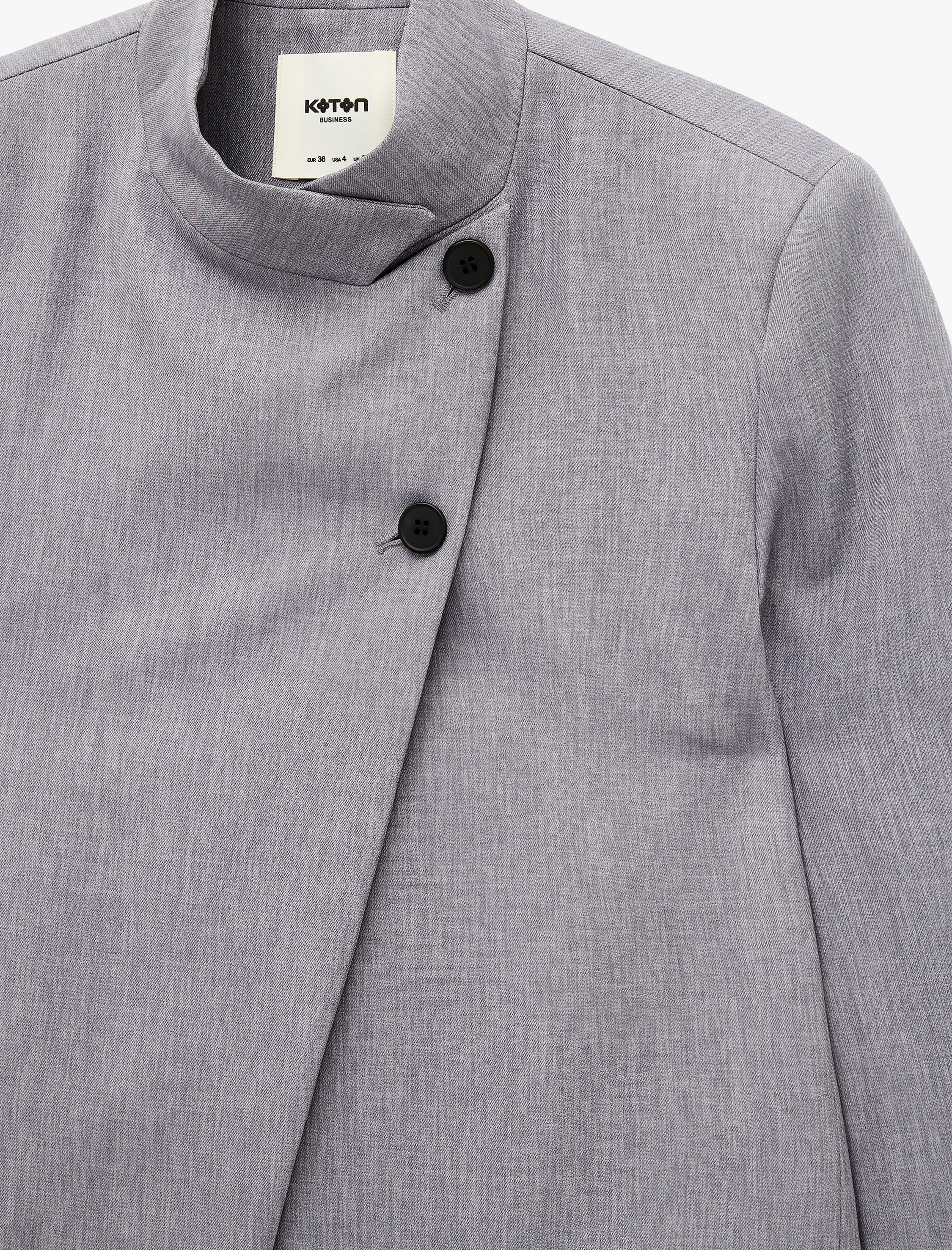   Cepli Regular Fit Uzun Kollu Düğme Detaylı Dik Yaka Kruvaze Blazer Ceket