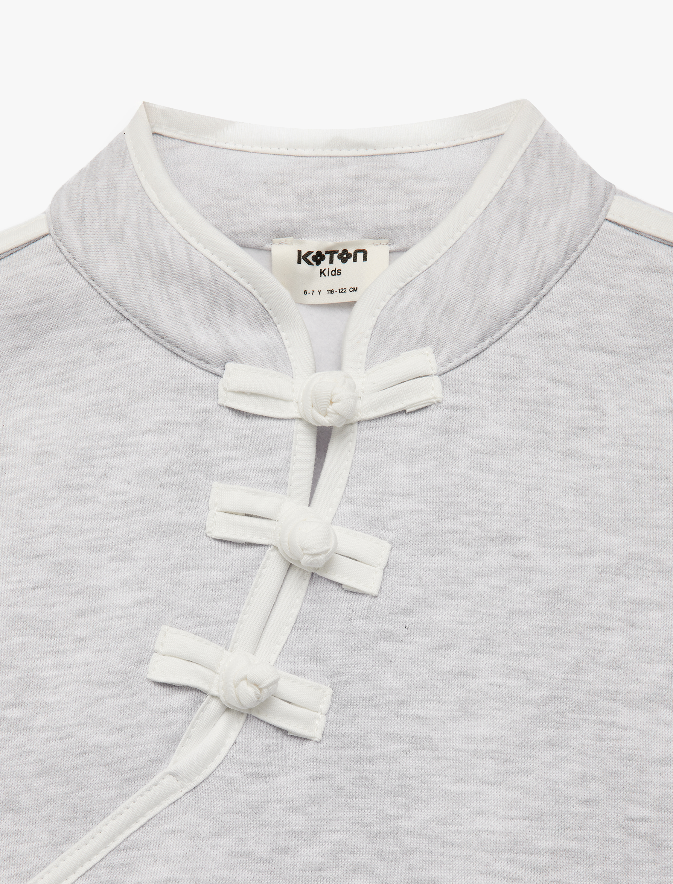  Kız Çocuk Düğmeli Şardonlu Uzun Kollu Hakim Yaka Sweatshirt