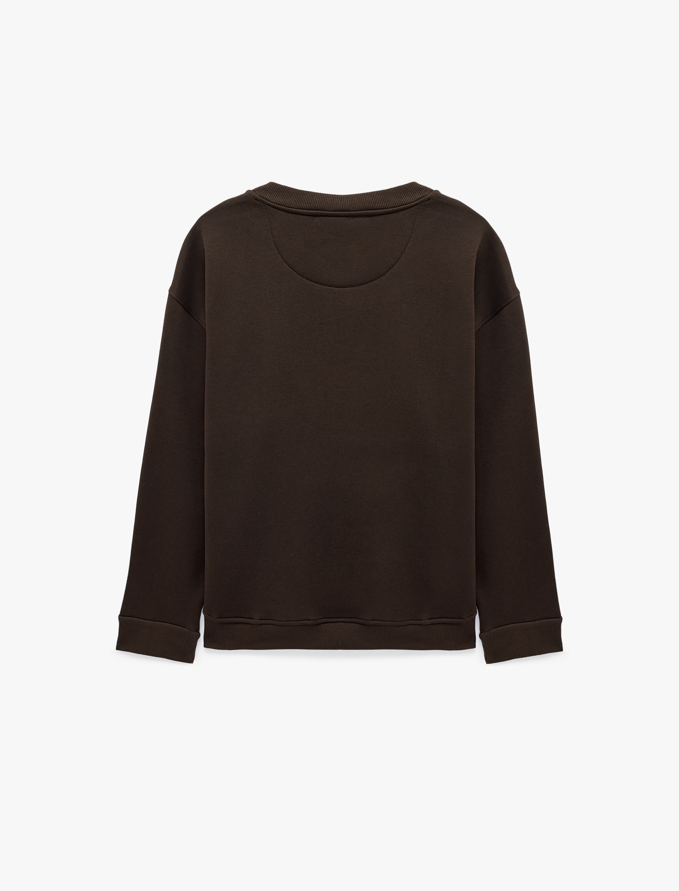   Uzun Kollu Üç İplik Şardonlu Düğme Detaylı Henley Yaka Sweatshirt