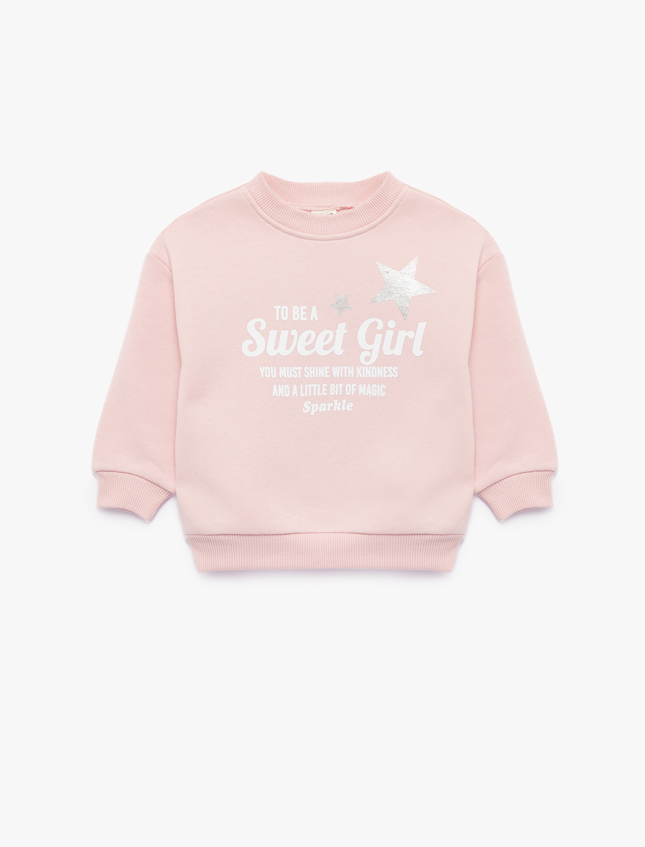  Kız Bebek Baskılı Uzun Kollu Bisiklet Yaka Şardonlu Sweatshirt