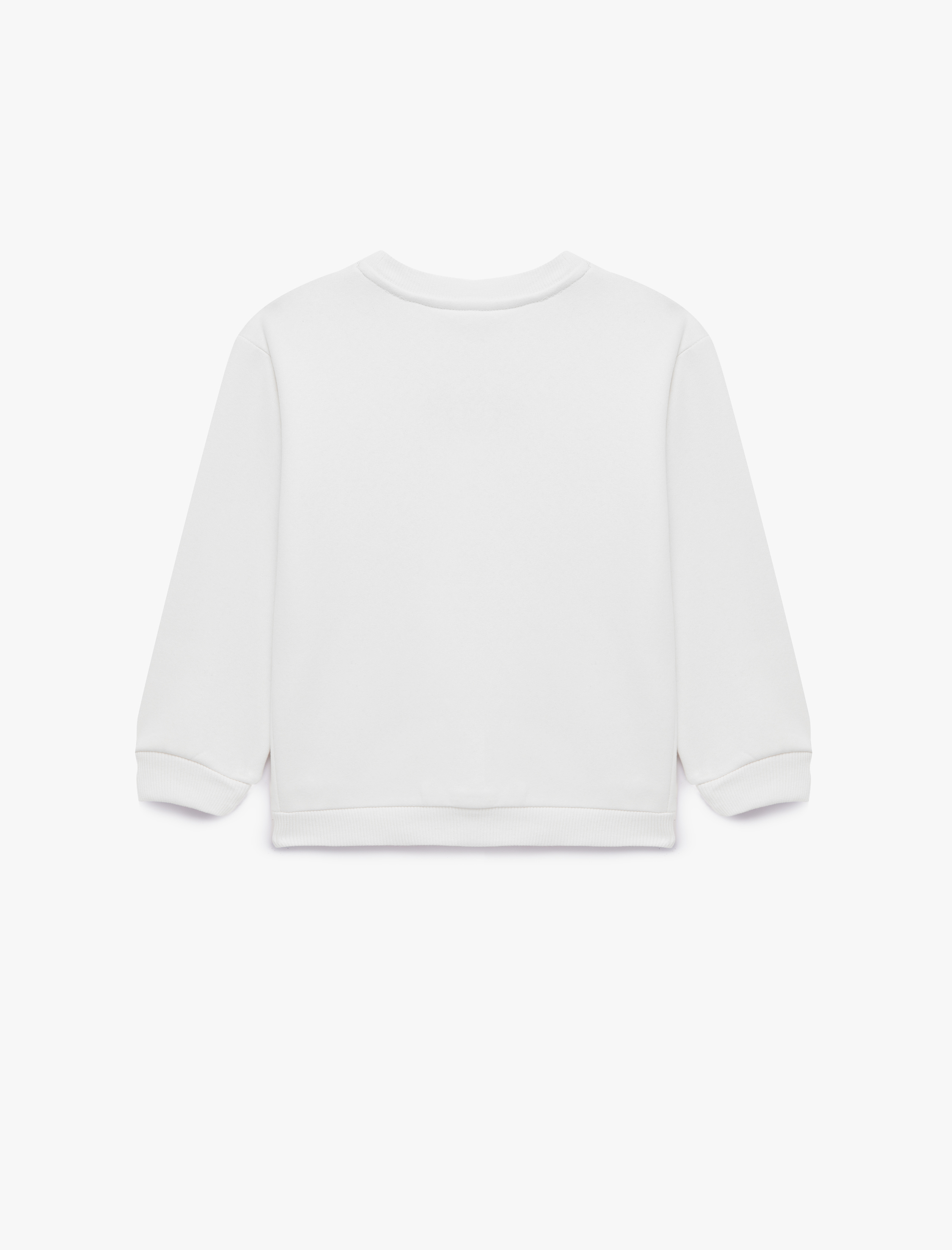  Kız Bebek Fiyonk Nakışlı Uzun Kollu Bisiklet Yaka Şardonlu Sweatshirt