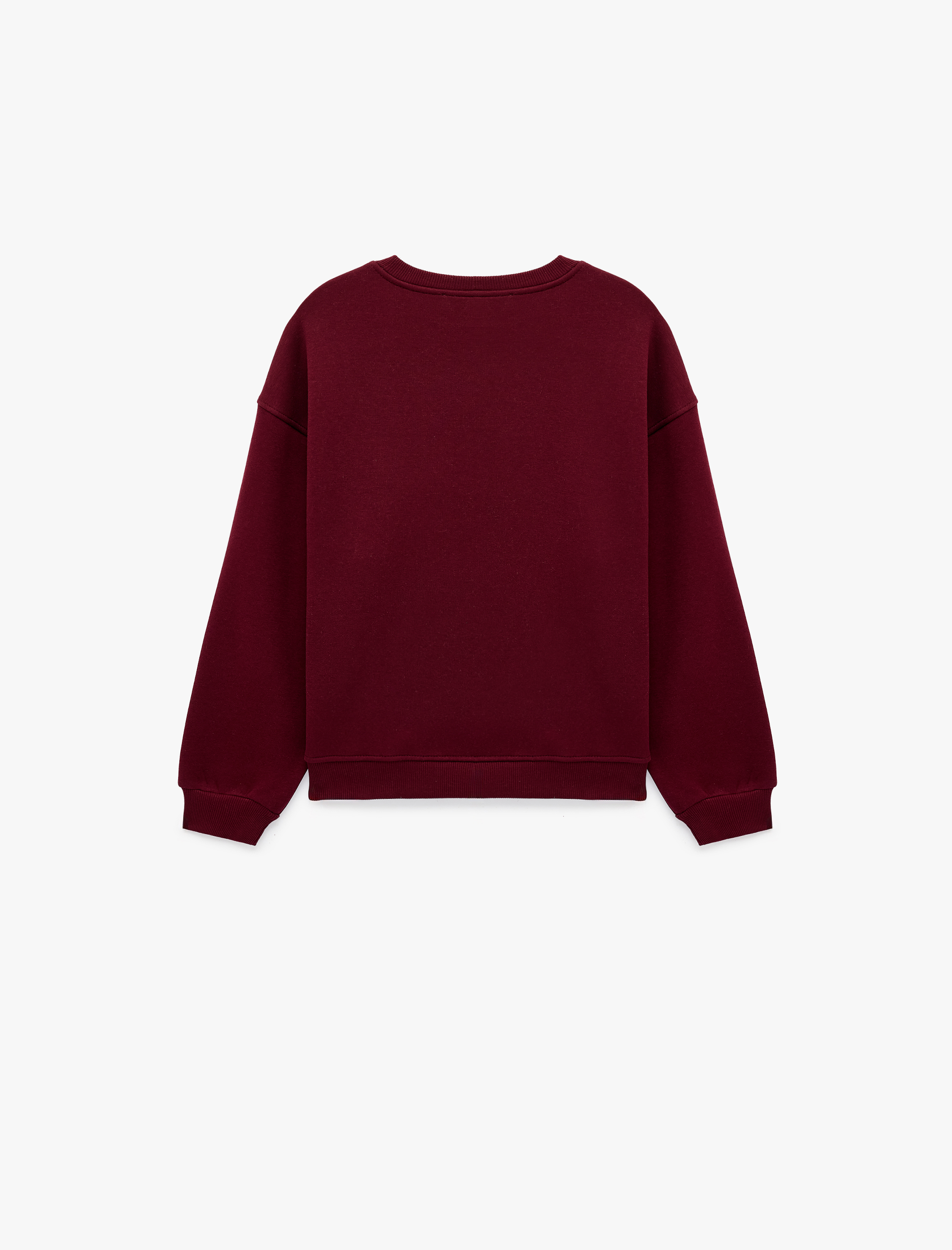   Şardonlu Tavşan Nakışlı Bisiklet Yaka Uzun Kollu Oversize Sweatshirt