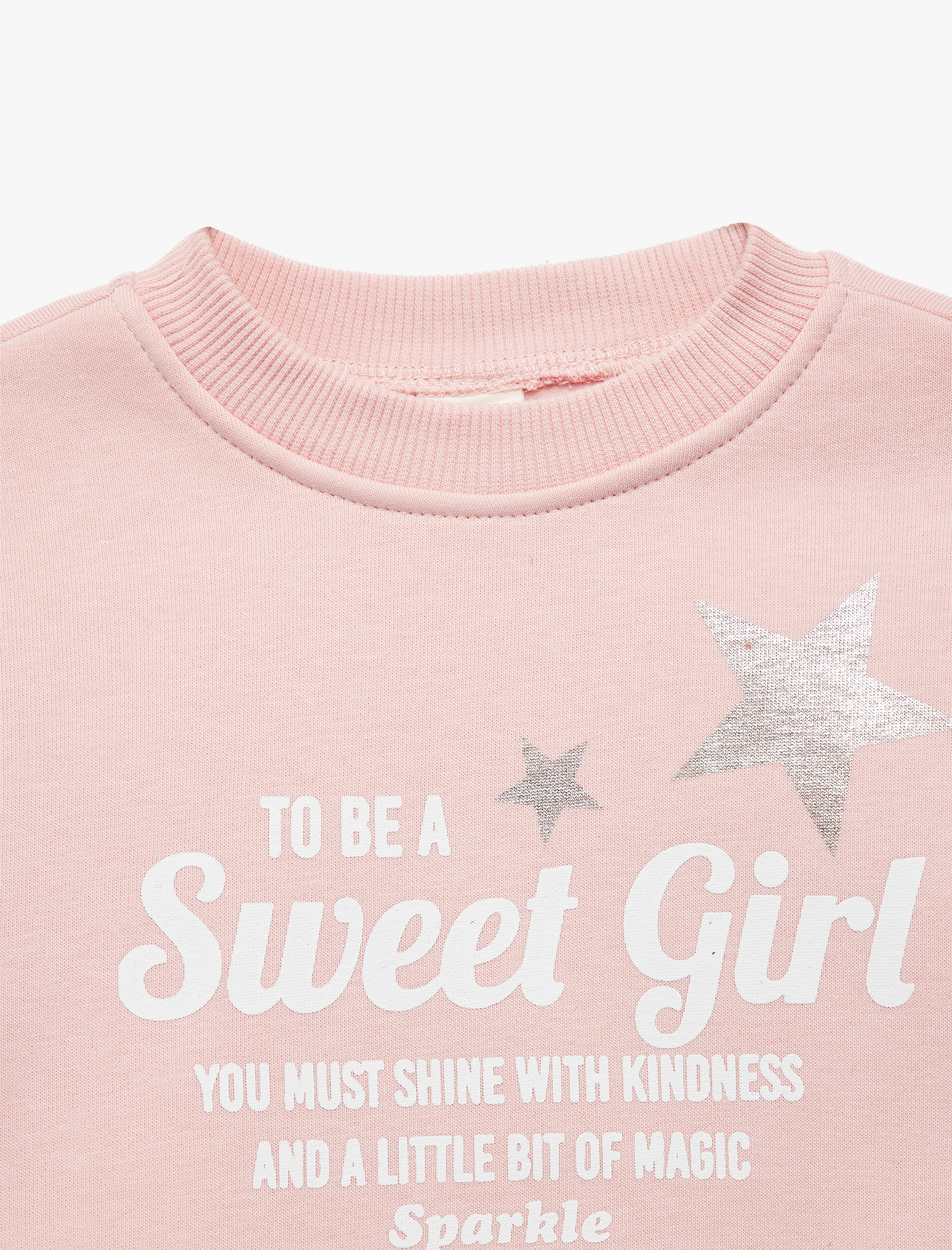  Kız Bebek Baskılı Uzun Kollu Bisiklet Yaka Şardonlu Sweatshirt