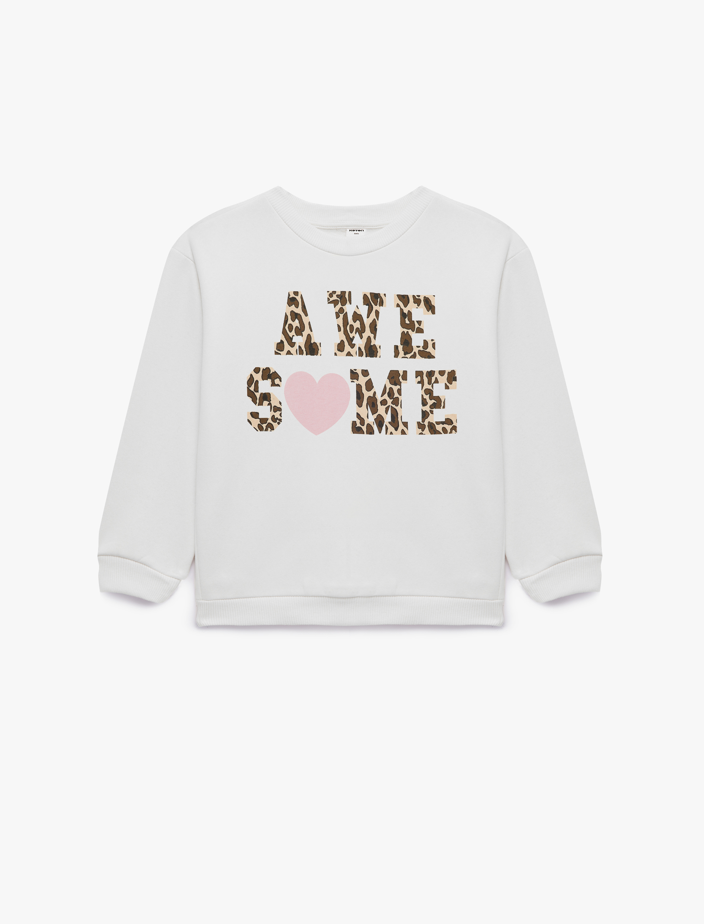  Kız Bebek Baskılı Bisiklet Yaka Kısa Kollu Şardonlu Sweatshirt