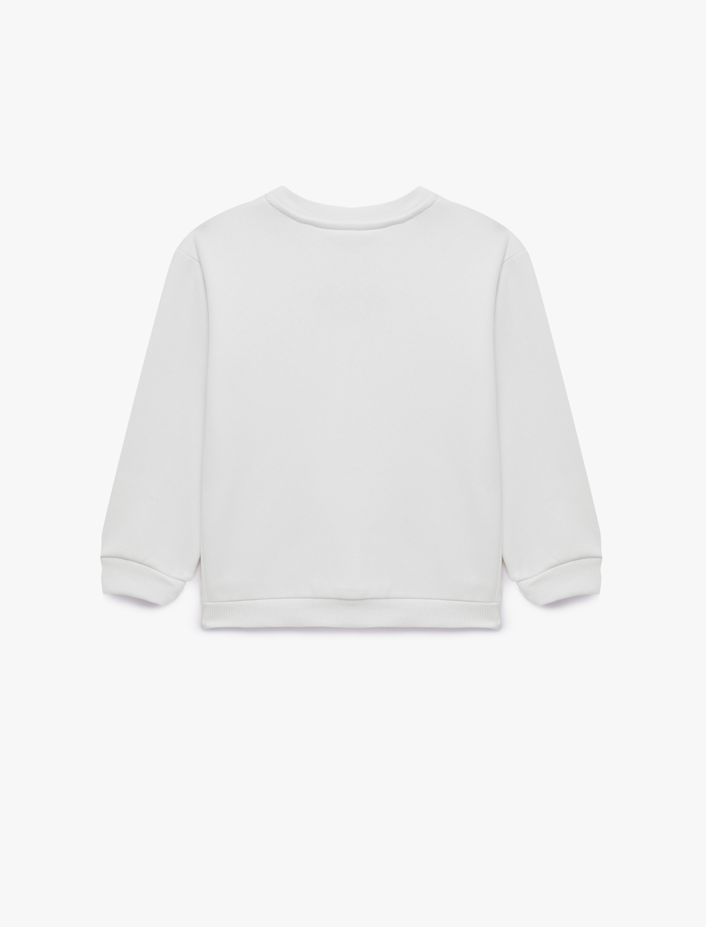  Kız Bebek Baskılı Bisiklet Yaka Kısa Kollu Şardonlu Sweatshirt