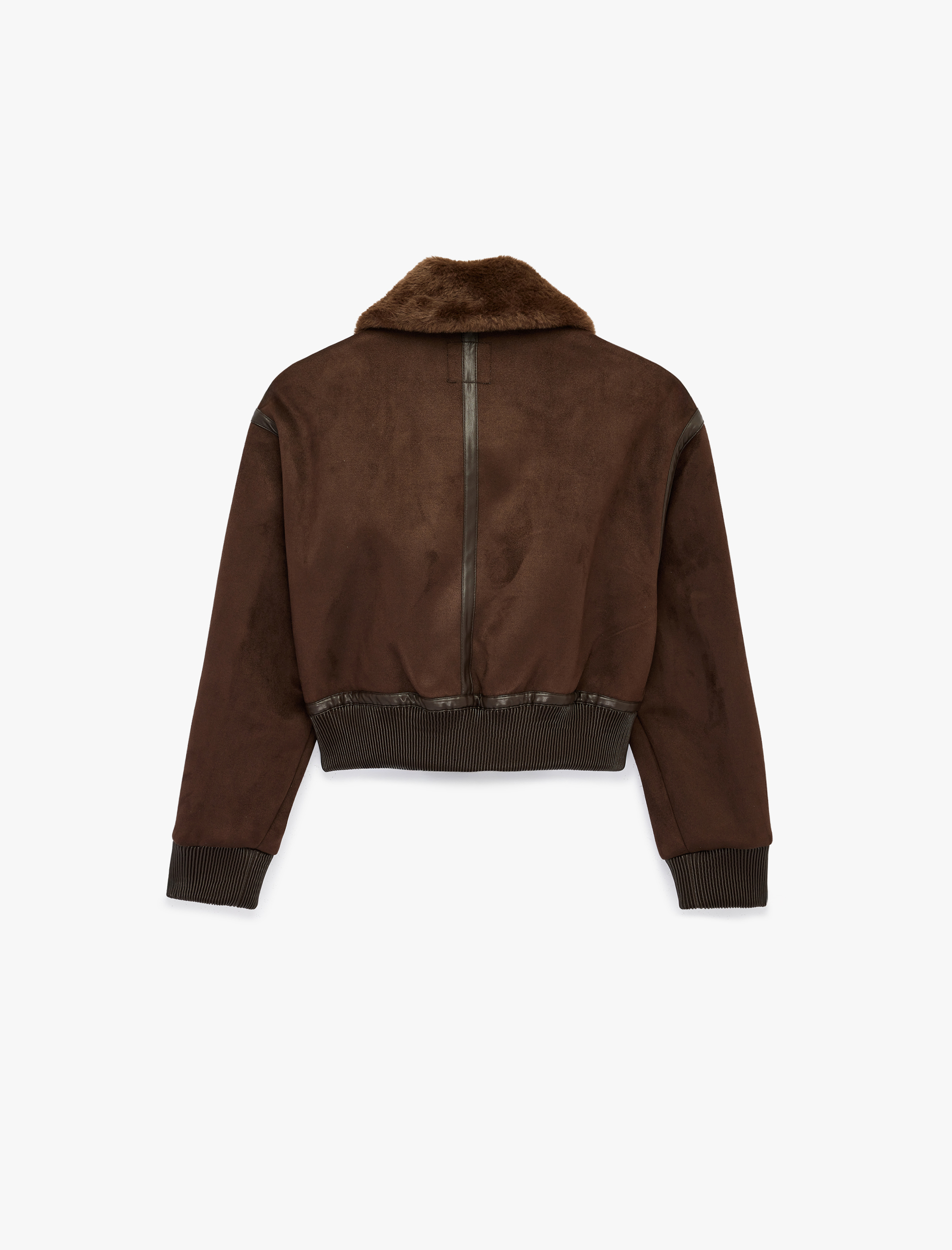   Cepli Fermuarlı Crop Suni Deri Biker Ceket