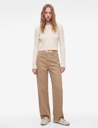 Bisiklet Yaka Uzun Kollu Slim Fit Basic Crop Triko Kazak