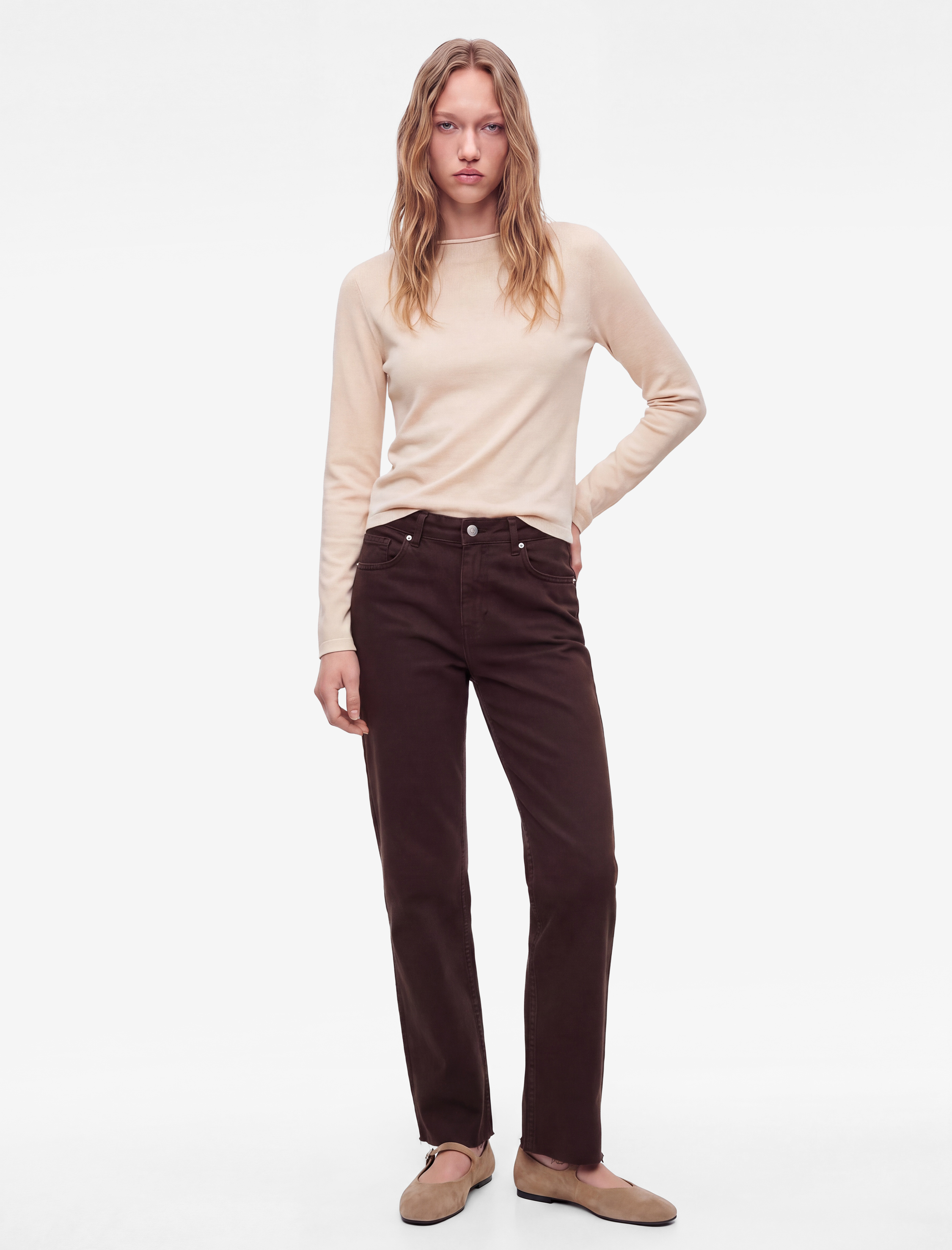 Koton Modal Karışımlı Slim Fit Dik Yaka Uzun Kollu Tişört