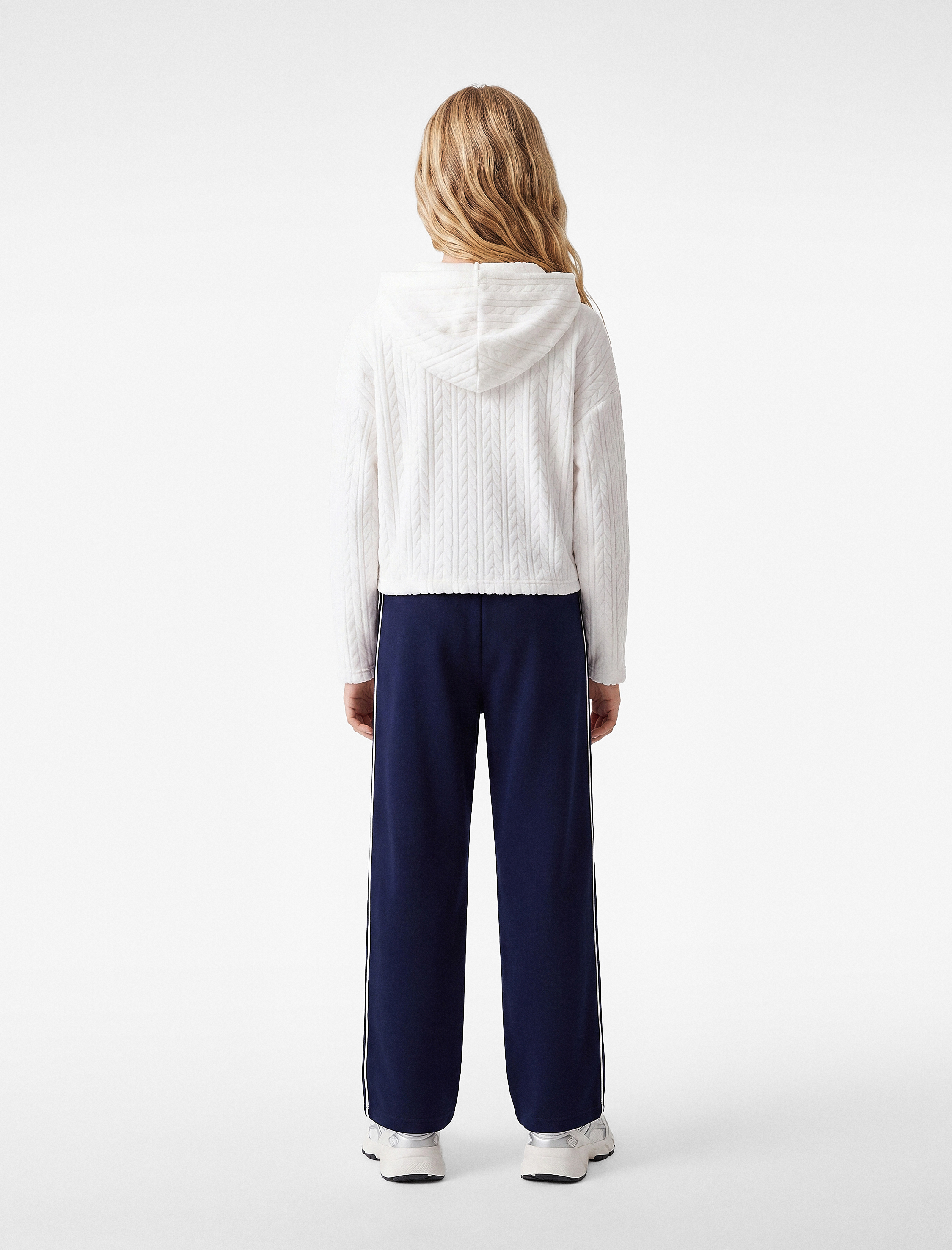  Kız Çocuk Uzun Kollu Basic Kapşonlu Sweatshirt