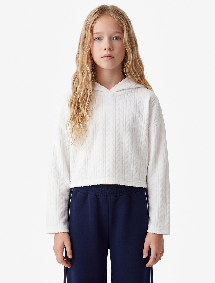 Kız Çocuk Uzun Kollu Basic Kapşonlu Okul Sweatshirt