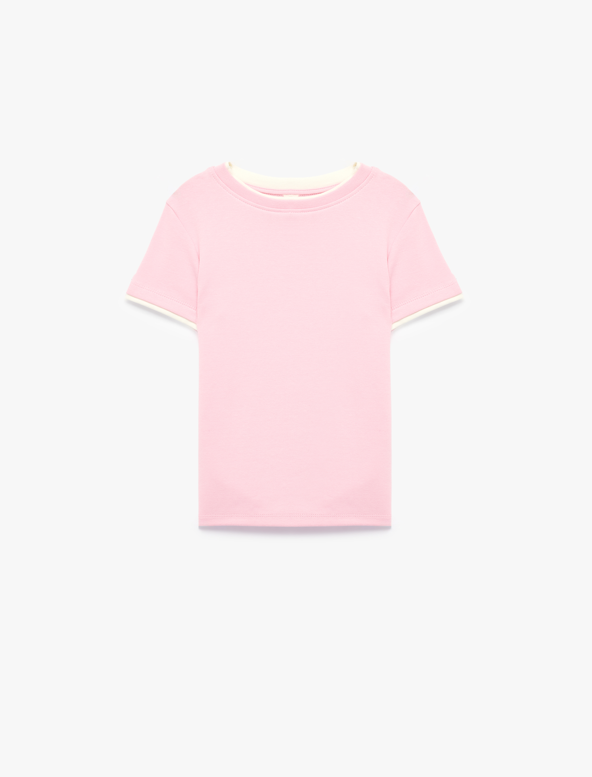  Kız Çocuk Modal Karışımlı Bisiklet Yaka Kısa Kollu Slim Fit Tişört