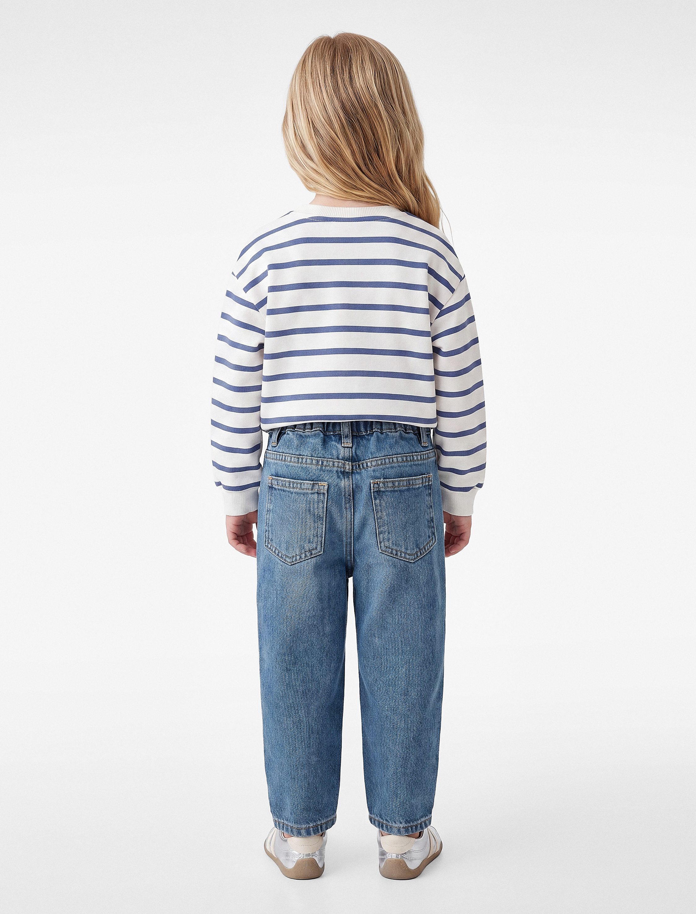  Kız Bebek Pamuklu Loose Fit Balon Form Denim Pantolon