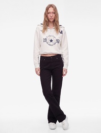 Üç İplik Şardonlu Yarım Fermuarlı Yaka Baskılı Oversize Sweatshirt