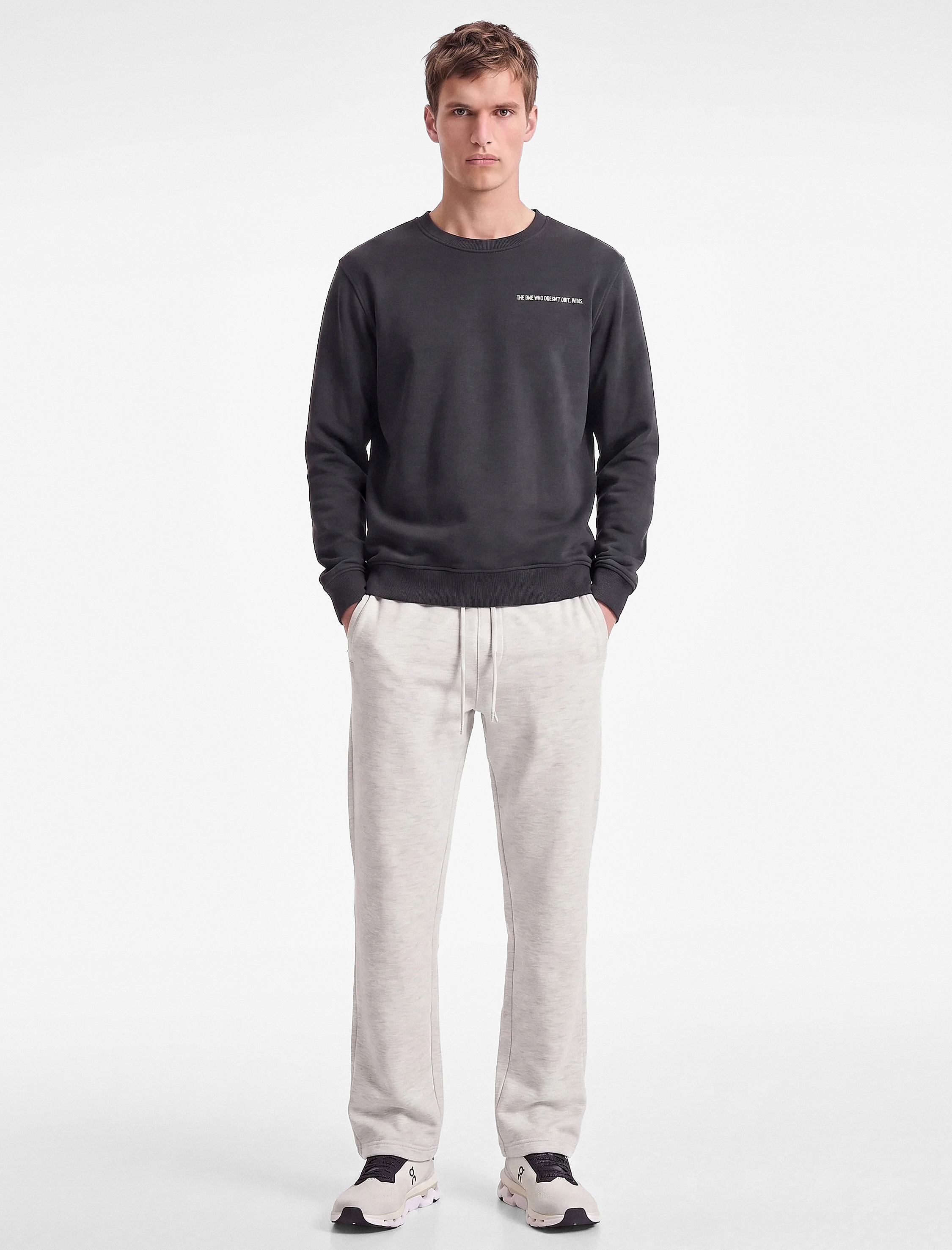   Regular Fit Uzun Kollu Baskı Detaylı Bisiklet Yaka Spor Sweatshirt
