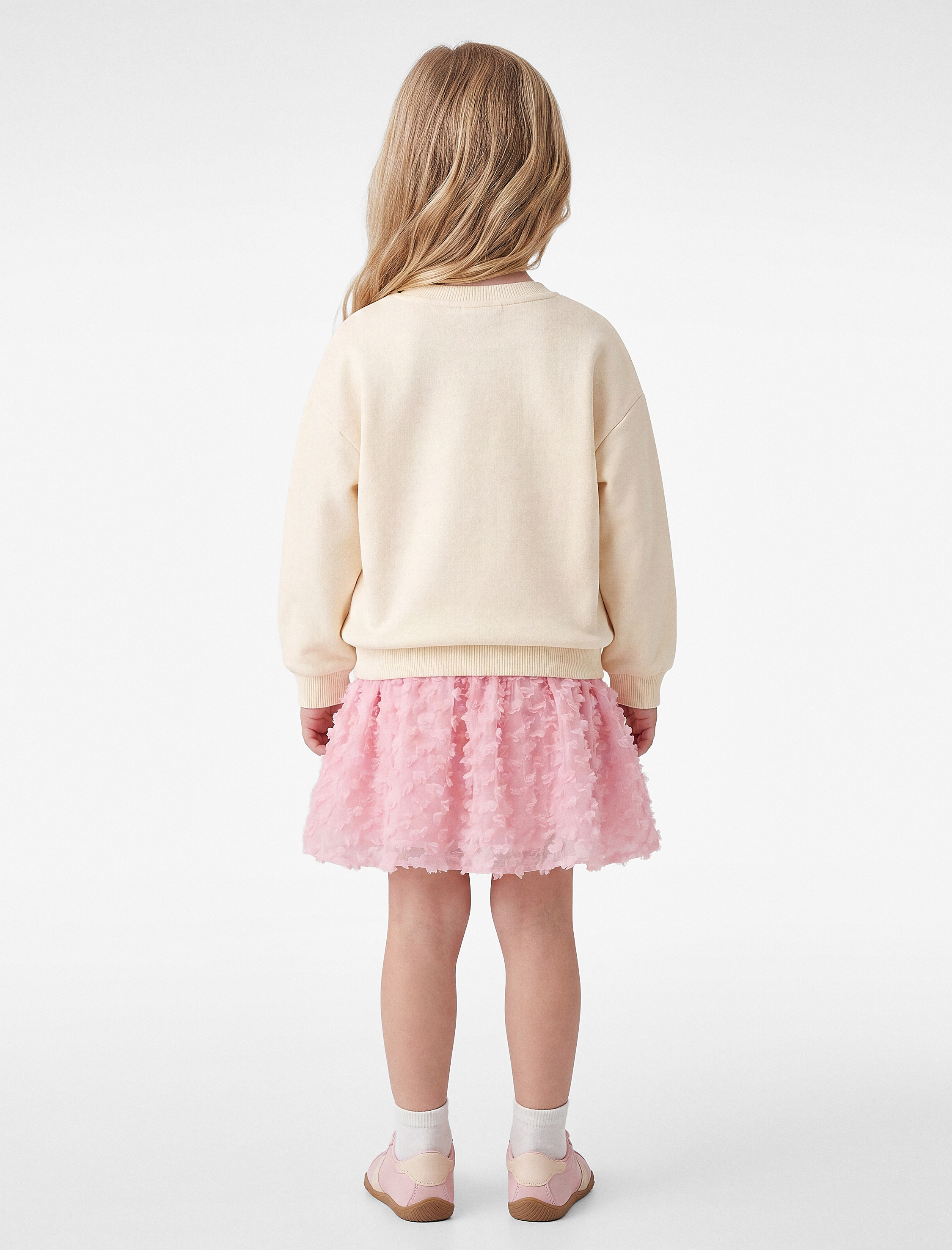  Kız Bebek Baskılı Uzun Kollu Bisiklet Yaka Sweatshirt
