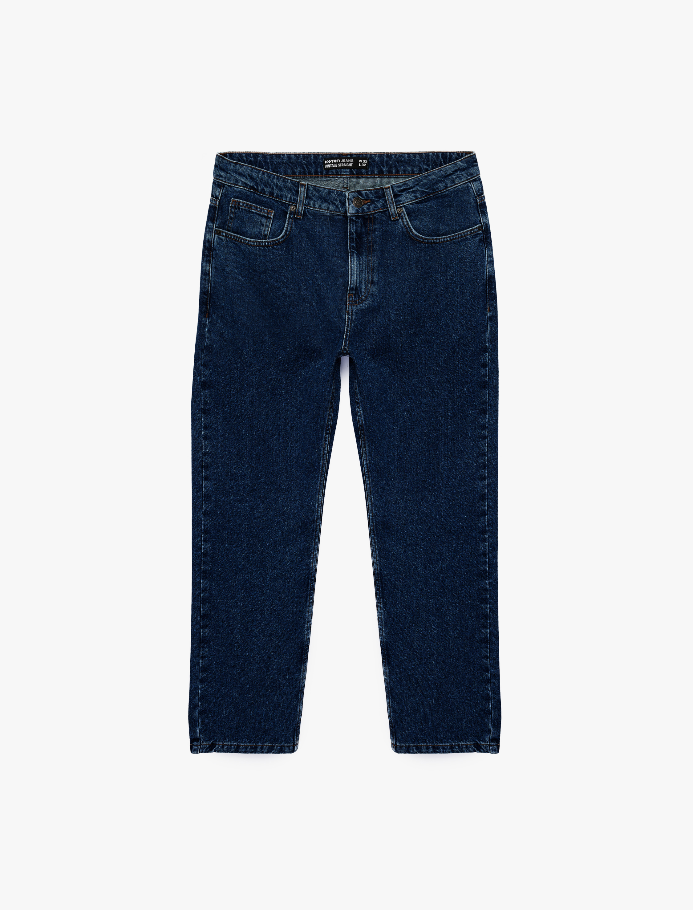   Normal Bel Cepli Pamuklu Vintage Straight Fit Jean Pantolon