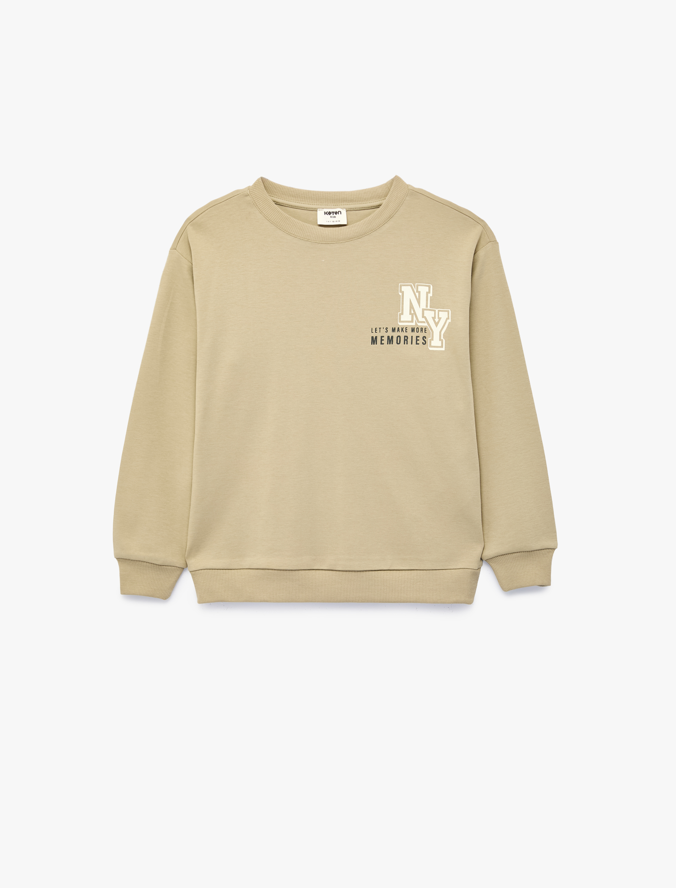  Erkek Çocuk Pamuklu Uzun Kollu Bisiklet Yaka Baskılı Sweatshirt