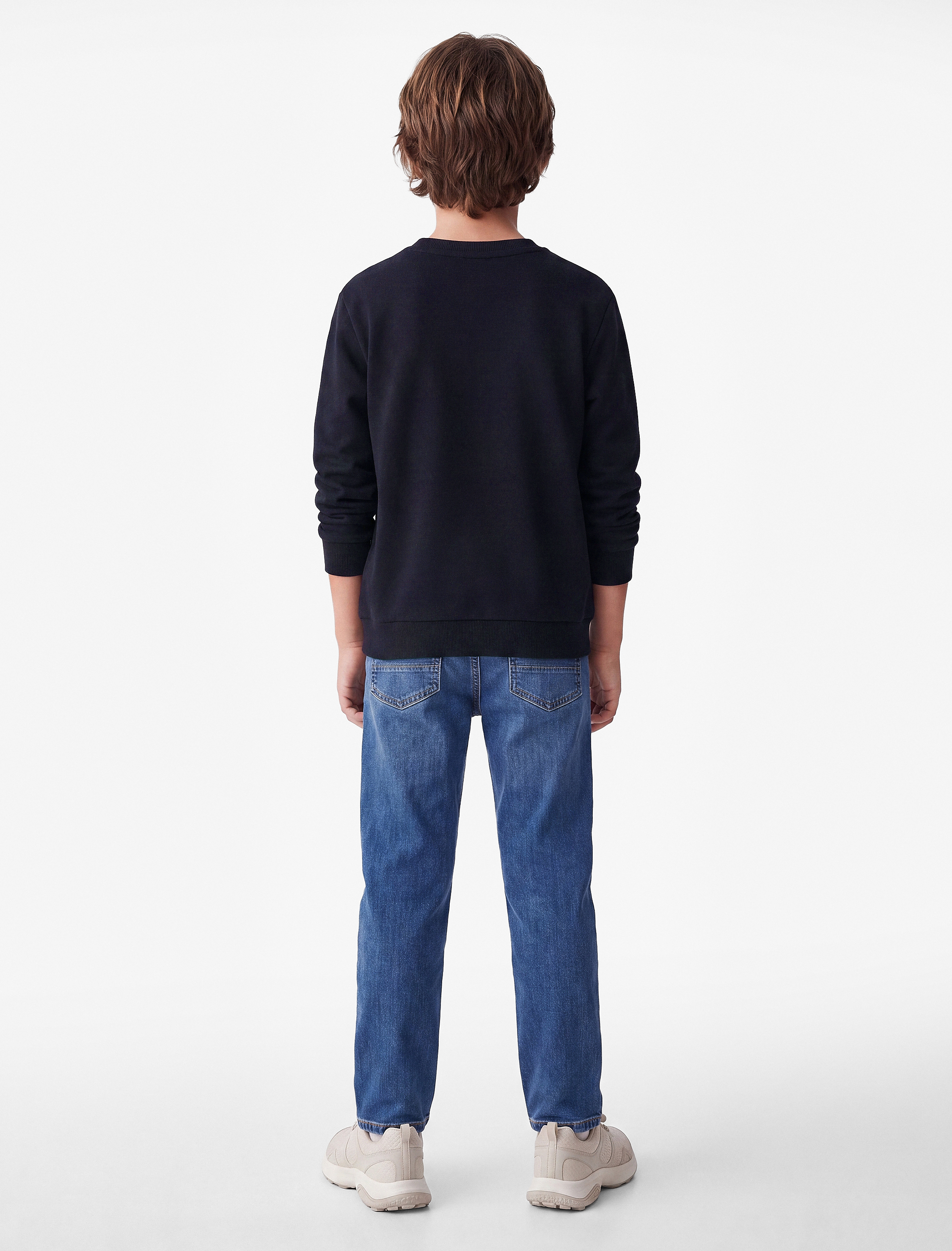  Erkek Çocuk Pamuklu Uzun Kollu Bisiklet Yaka Baskılı Sweatshirt