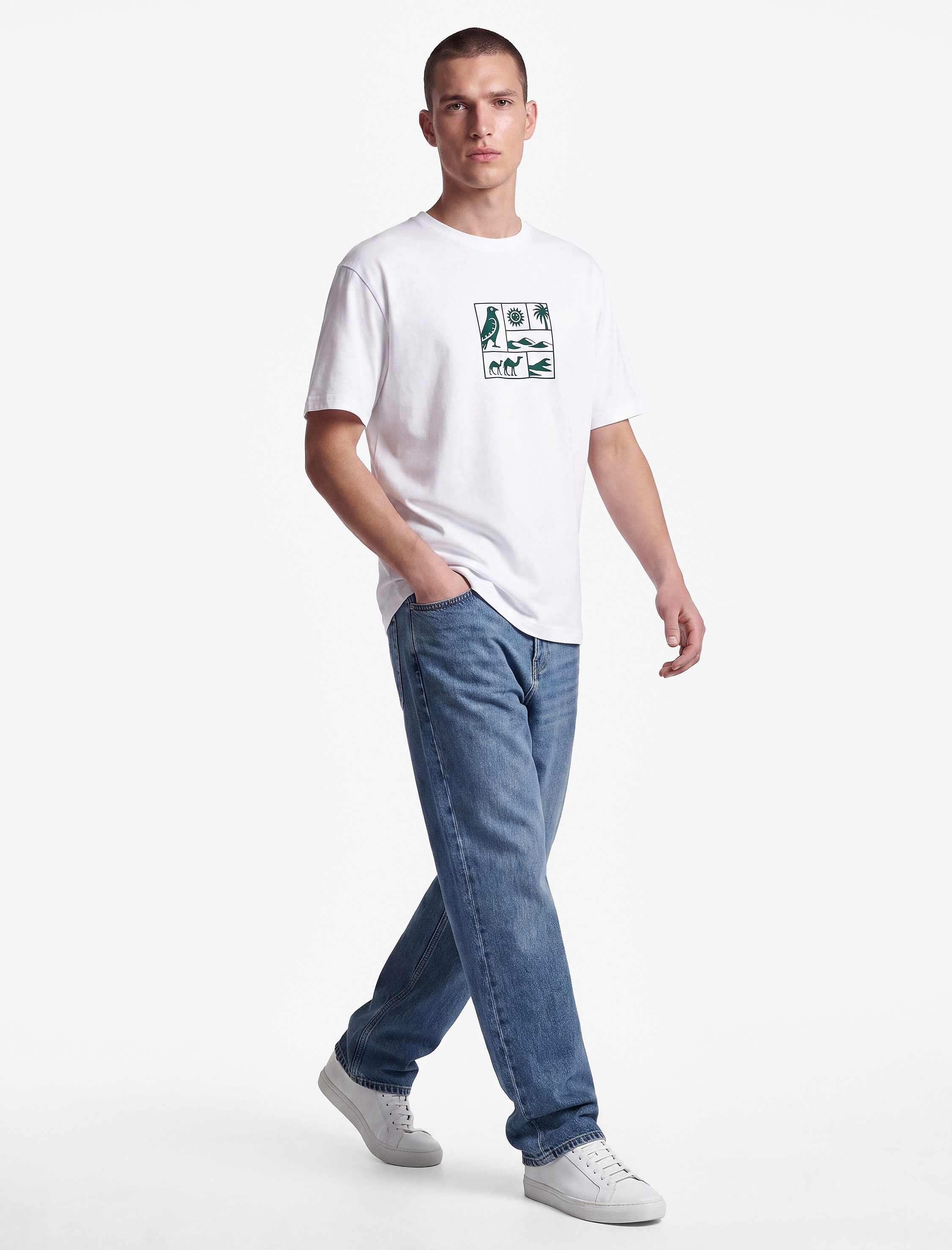   Regular Fit Bisiklet Yaka Kısa Kollu Pamuklu Baskılı Tişört