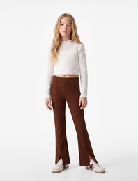 Yırtmaçlı Slim Fit İspanyol Paça Tayt