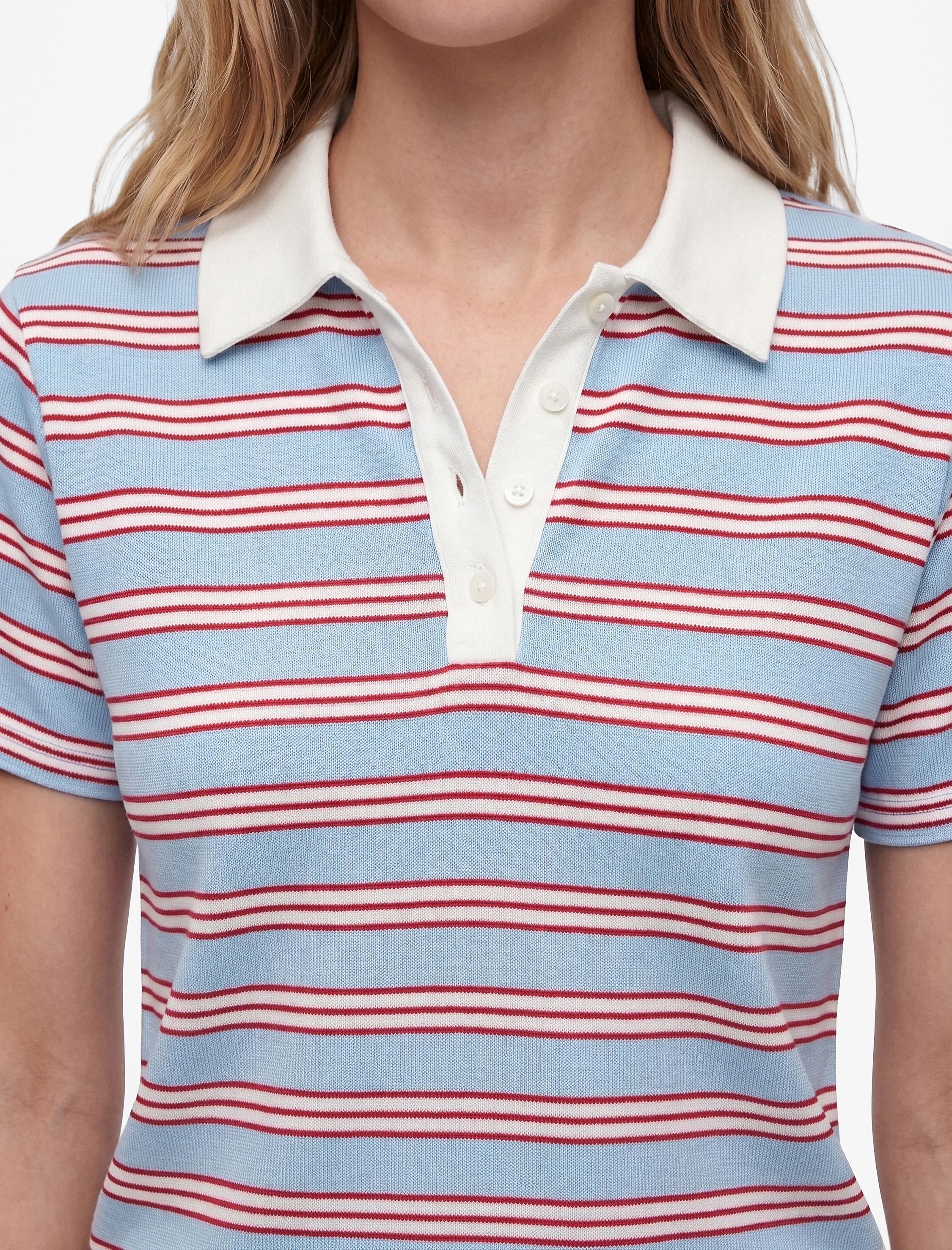 Koton Modal Karışımlı Regular Fit Düğmeli Kısa Kollu Polo Yaka Çizgili Tişört görsel 5