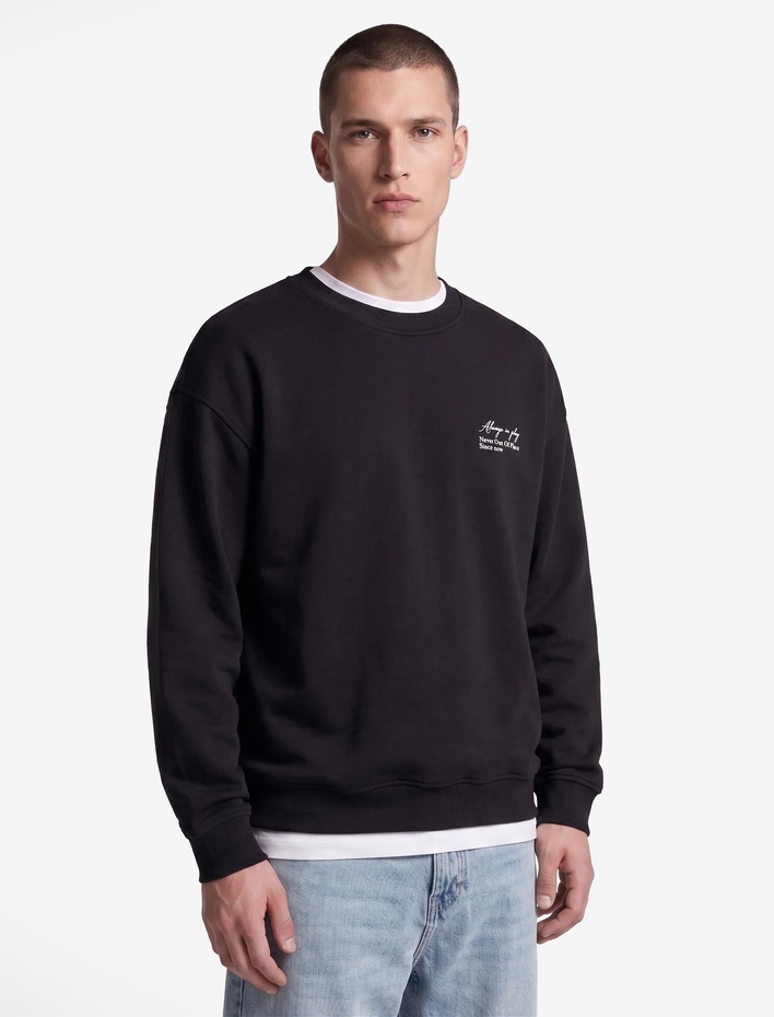 Pamuklu Şardonlu Bisiklet Yaka Uzun Kollu Baskılı Sweatshirt