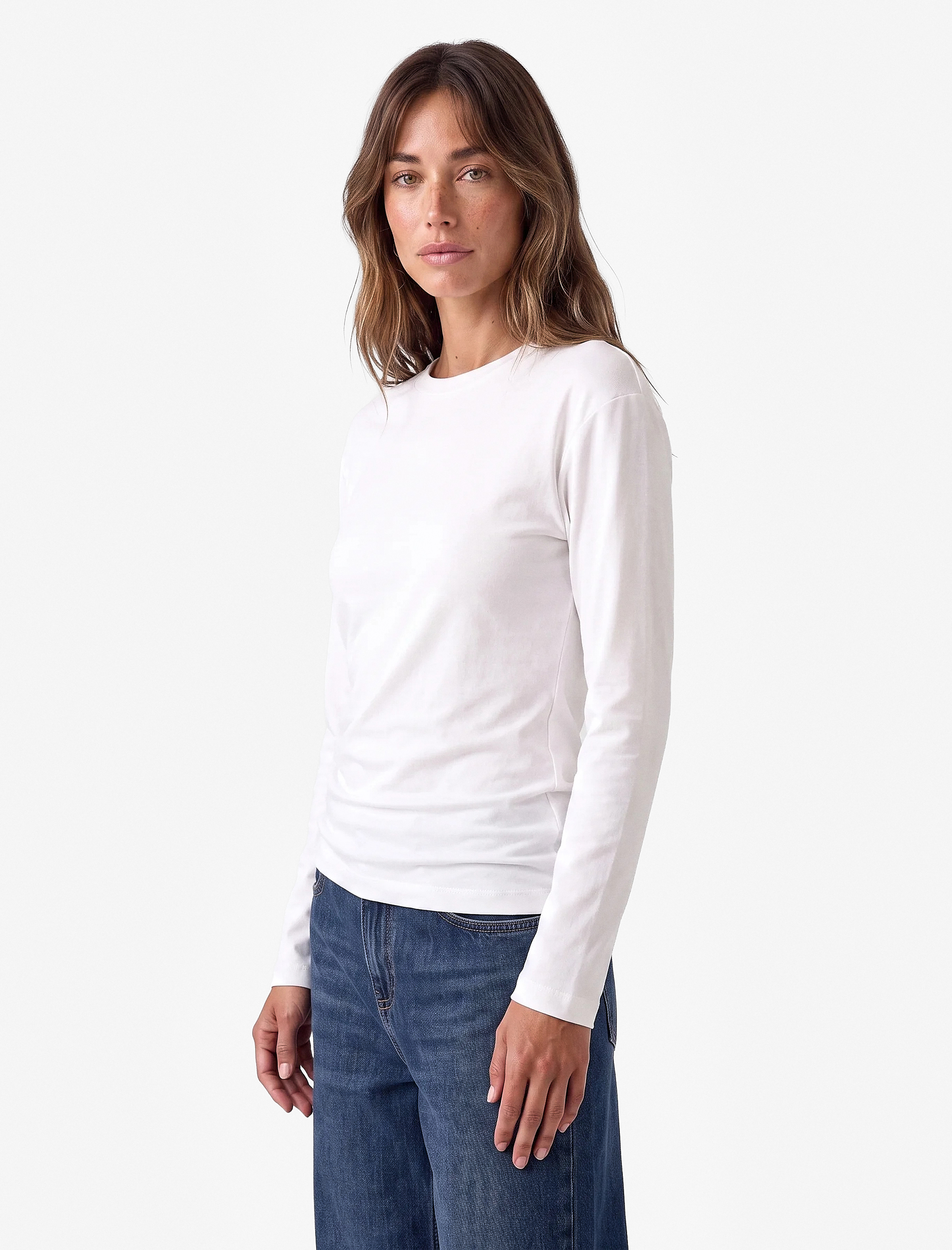 Koton Pamuklu Uzun Kollu Bisiklet Yaka Basic Oversize Tişört görsel 2