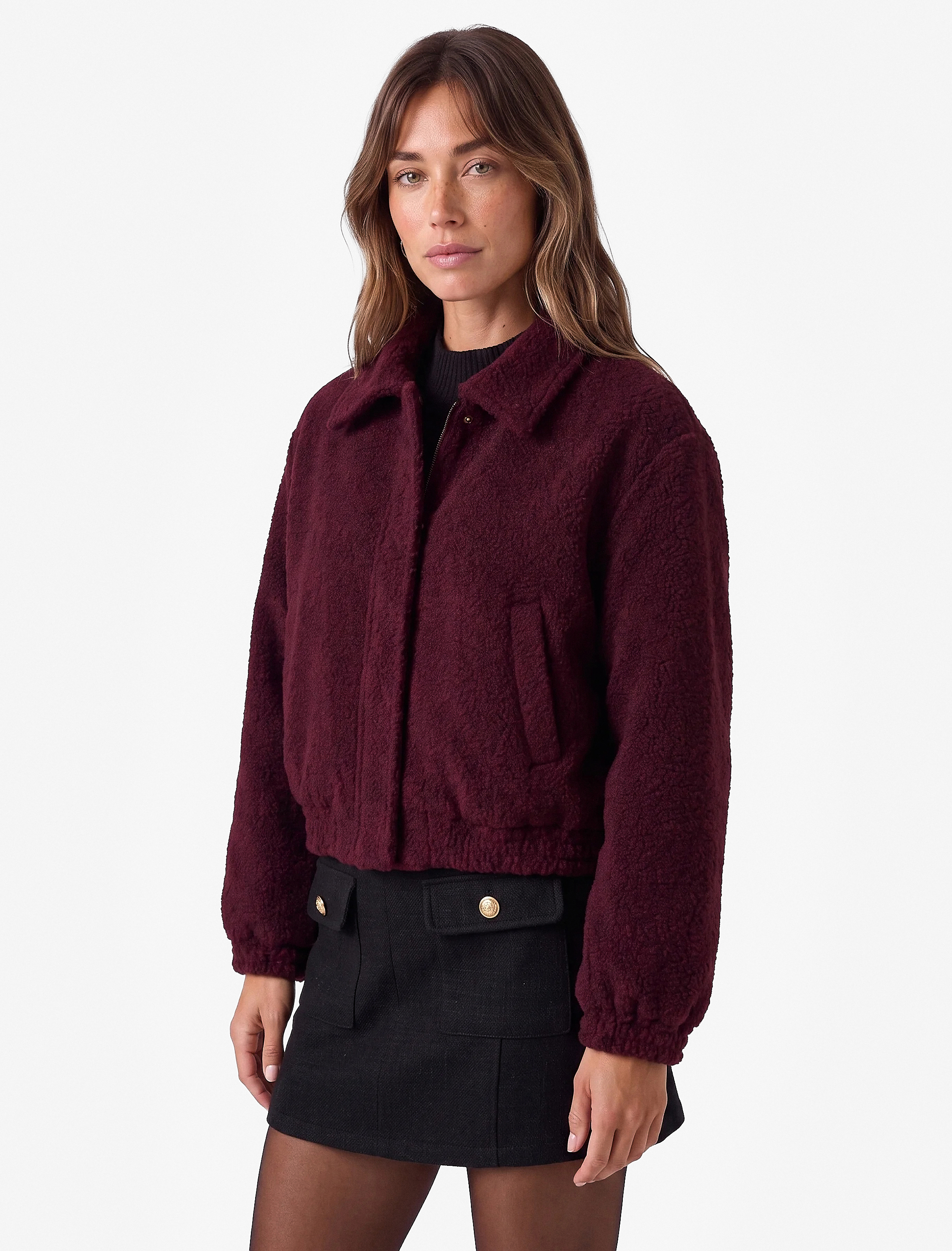 Koton Regular Fit Uzun Kollu Klasik Yaka Cepli Tüvit Bomber Ceket görsel 2
