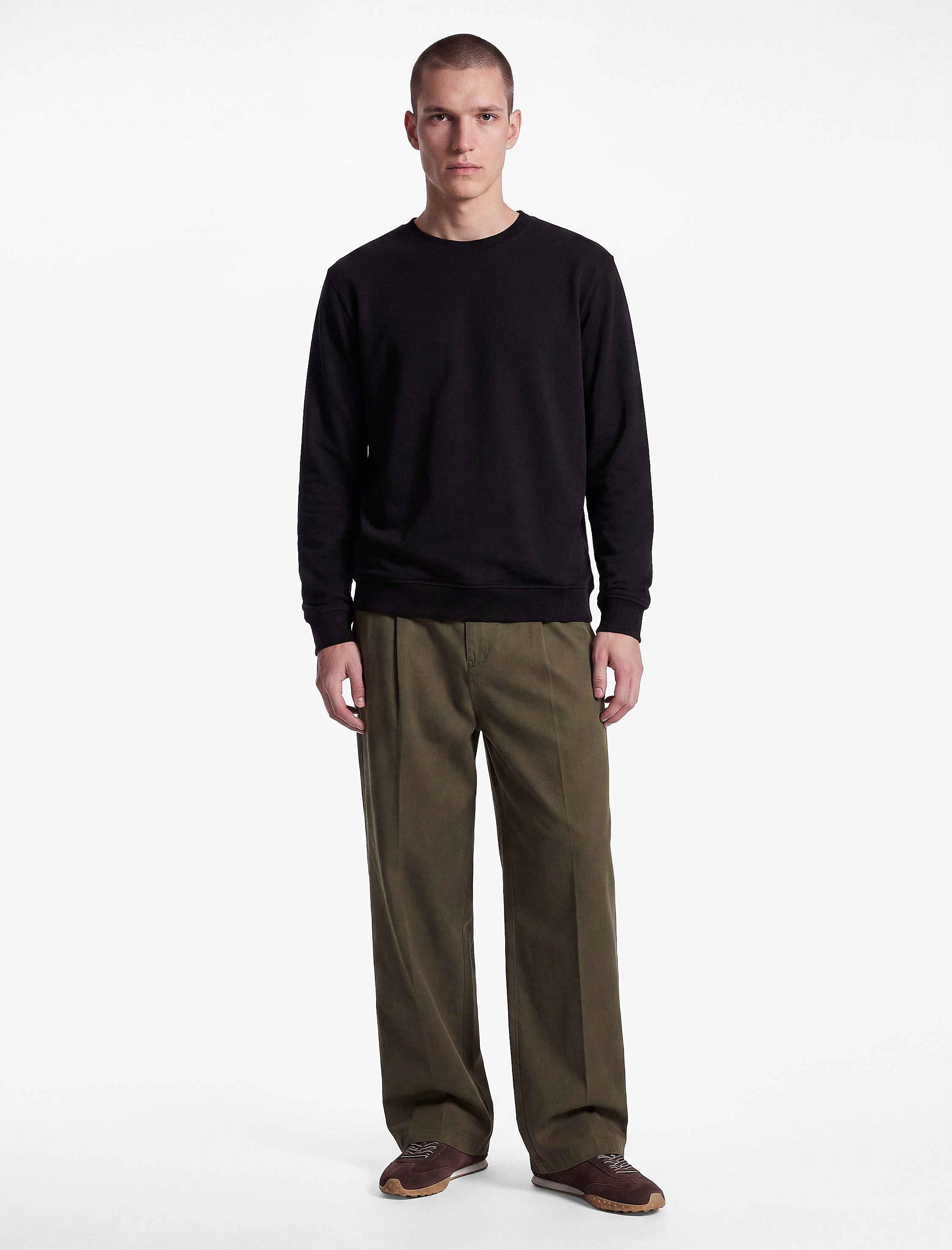 Koton Uzun Kollu Viskon Karışımlı Scuba Kumaş Bisiklet Yaka Basic Sweatshirt