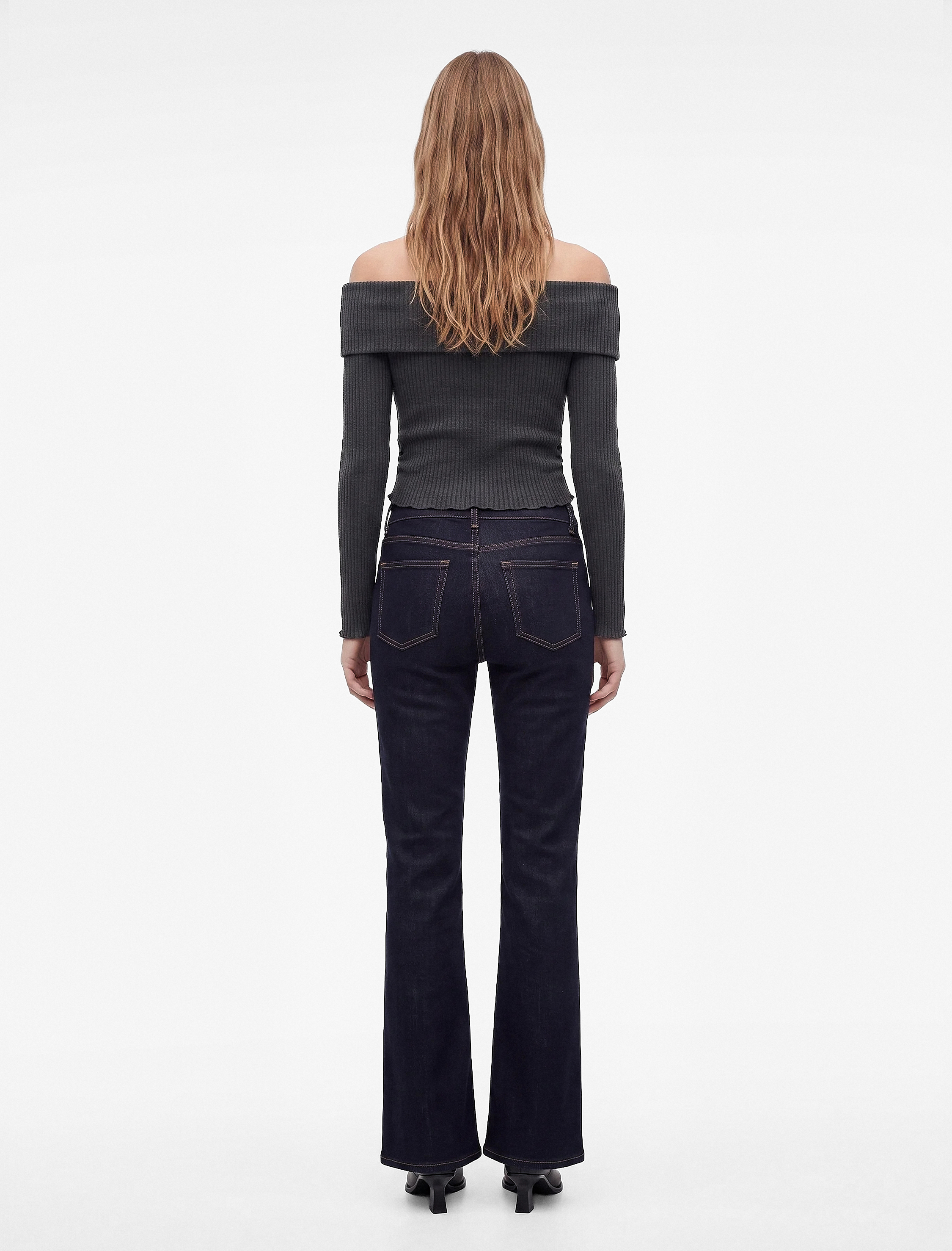 Koton Büzgü Detaylı Slim Fit Kaşkorse Omzu Açık Uzun Kollu Tişört görsel 3
