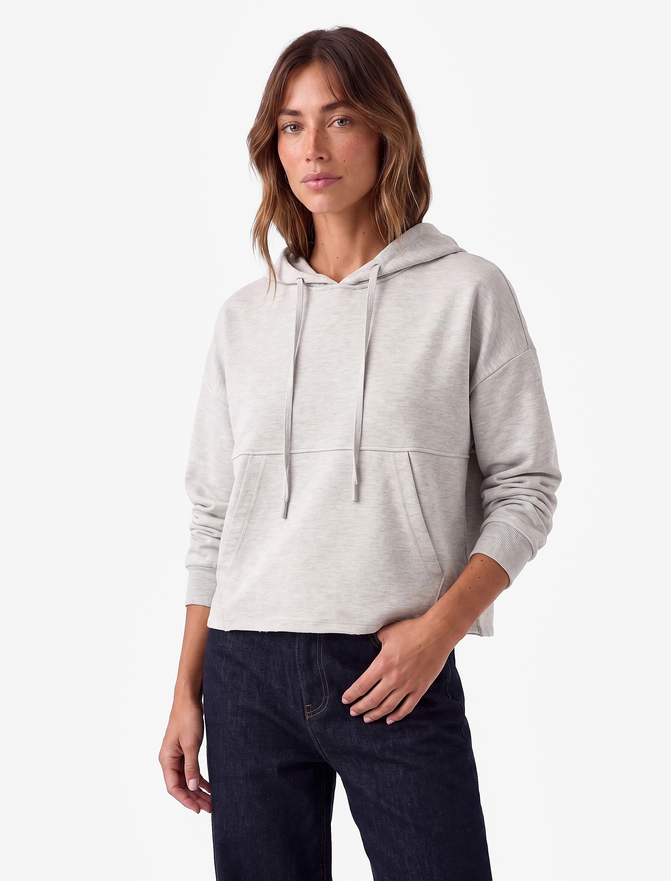 Koton Modal Kumaş Uzun Kollu Kanguru Cepli Kapüşonlu Oversize Sweatshirt görsel 2