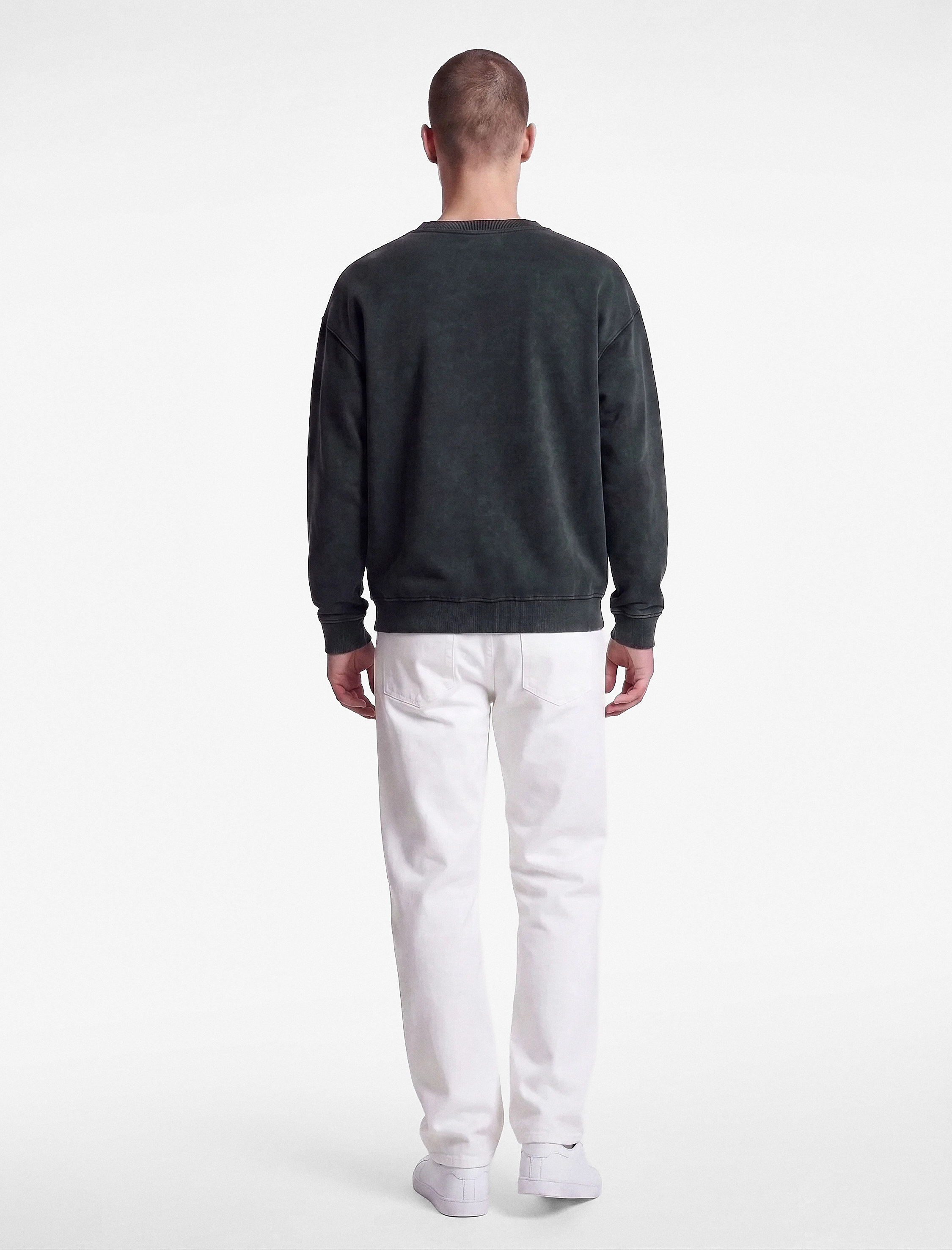 Koton Uzun Kollu Üç İplik Yıkamalı Rahat Kalıp Pamuklu Bisiklet Yaka Sweatshirt görsel 3