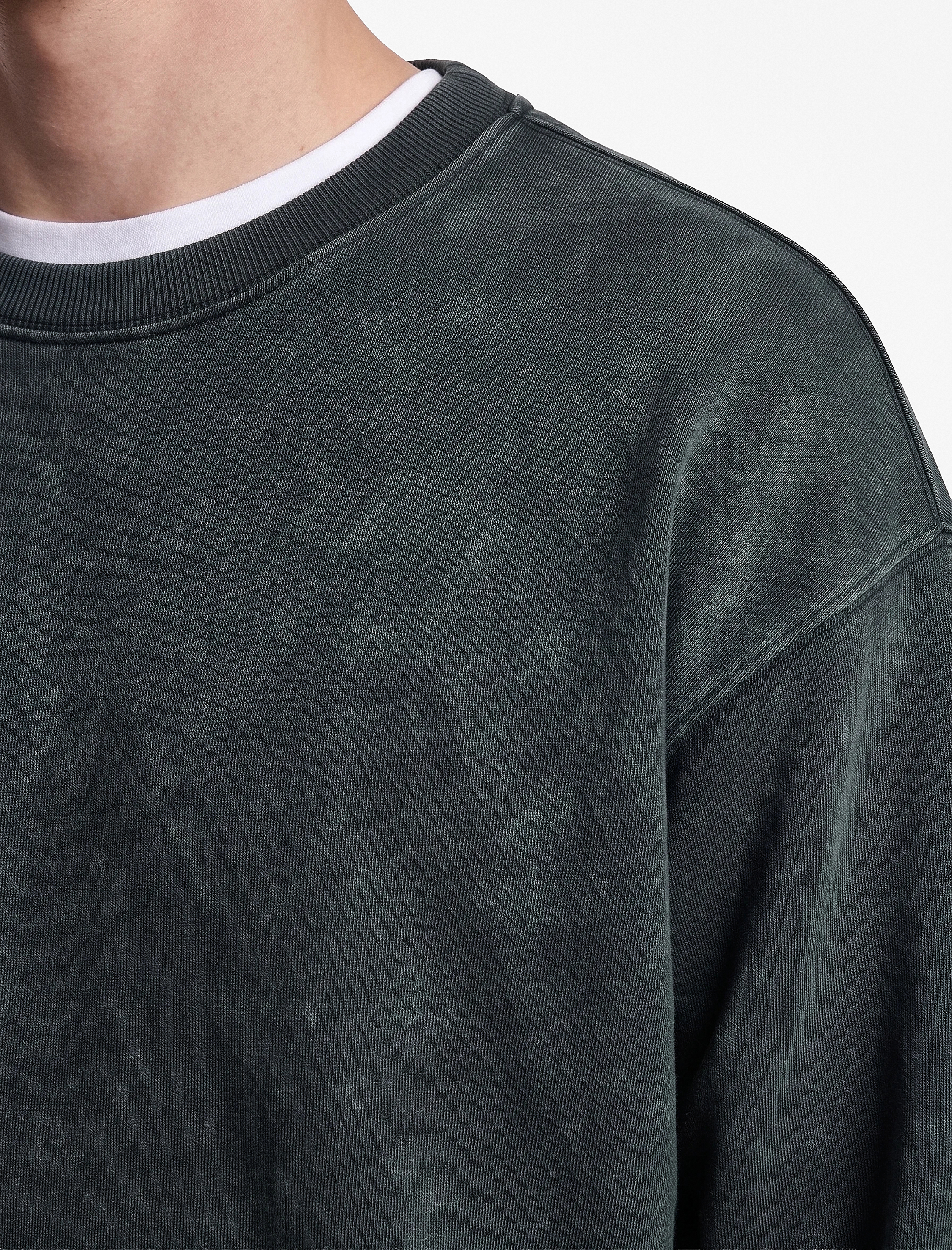 Koton Uzun Kollu Üç İplik Yıkamalı Rahat Kalıp Pamuklu Bisiklet Yaka Sweatshirt görsel 4