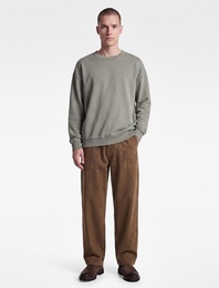 Uzun Kollu Üç İplik Yıkamalı Rahat Kalıp Pamuklu Bisiklet Yaka Sweatshirt