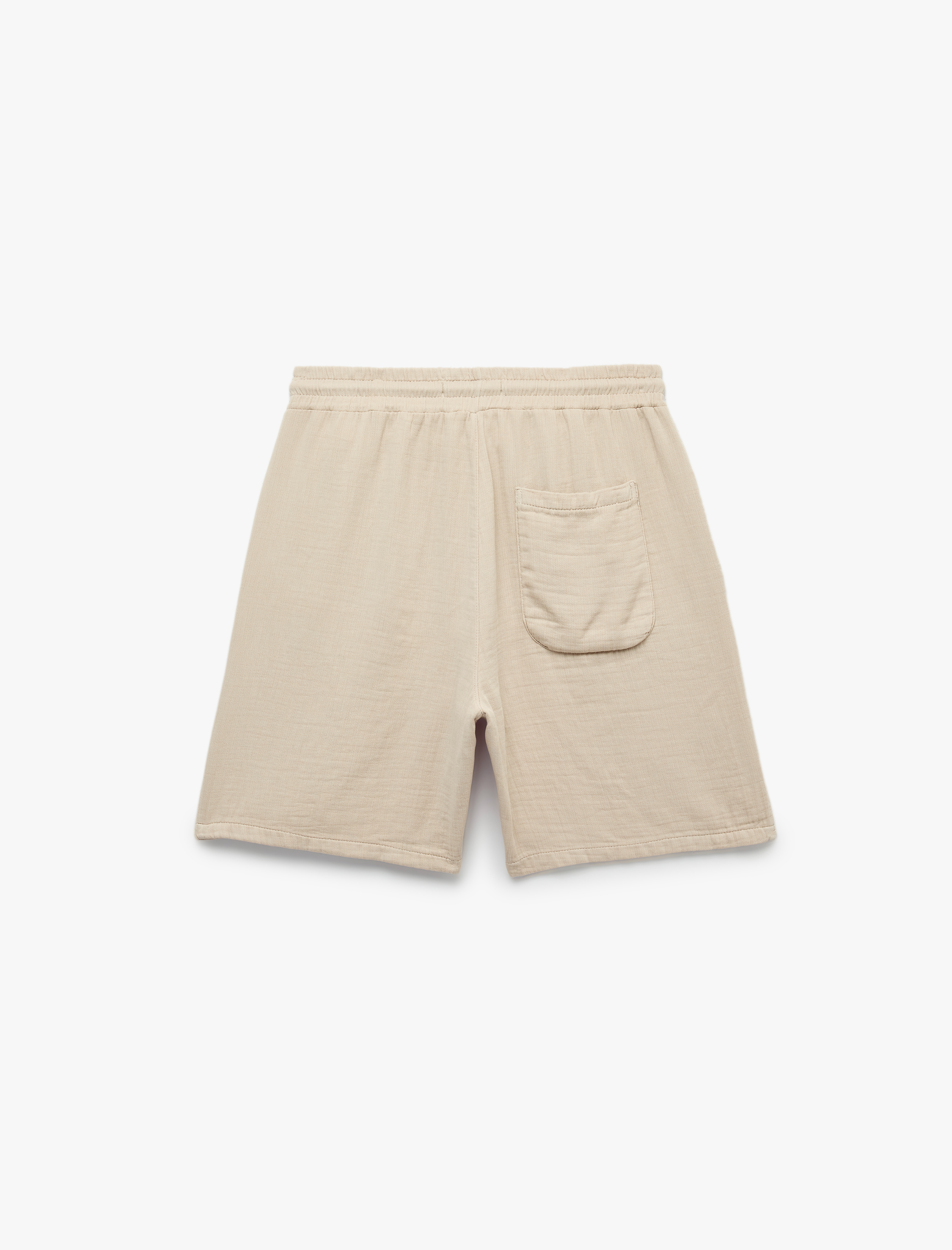   Beli Bağcıklı Cepli Regular Fit Pamuklu Müslin Bermuda Şort